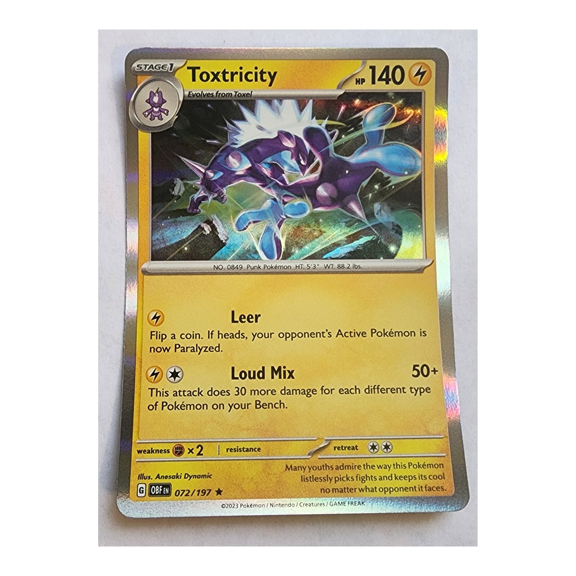 Toxtricity Rare SV03: Obsidian Flames 072/197 NM Holo