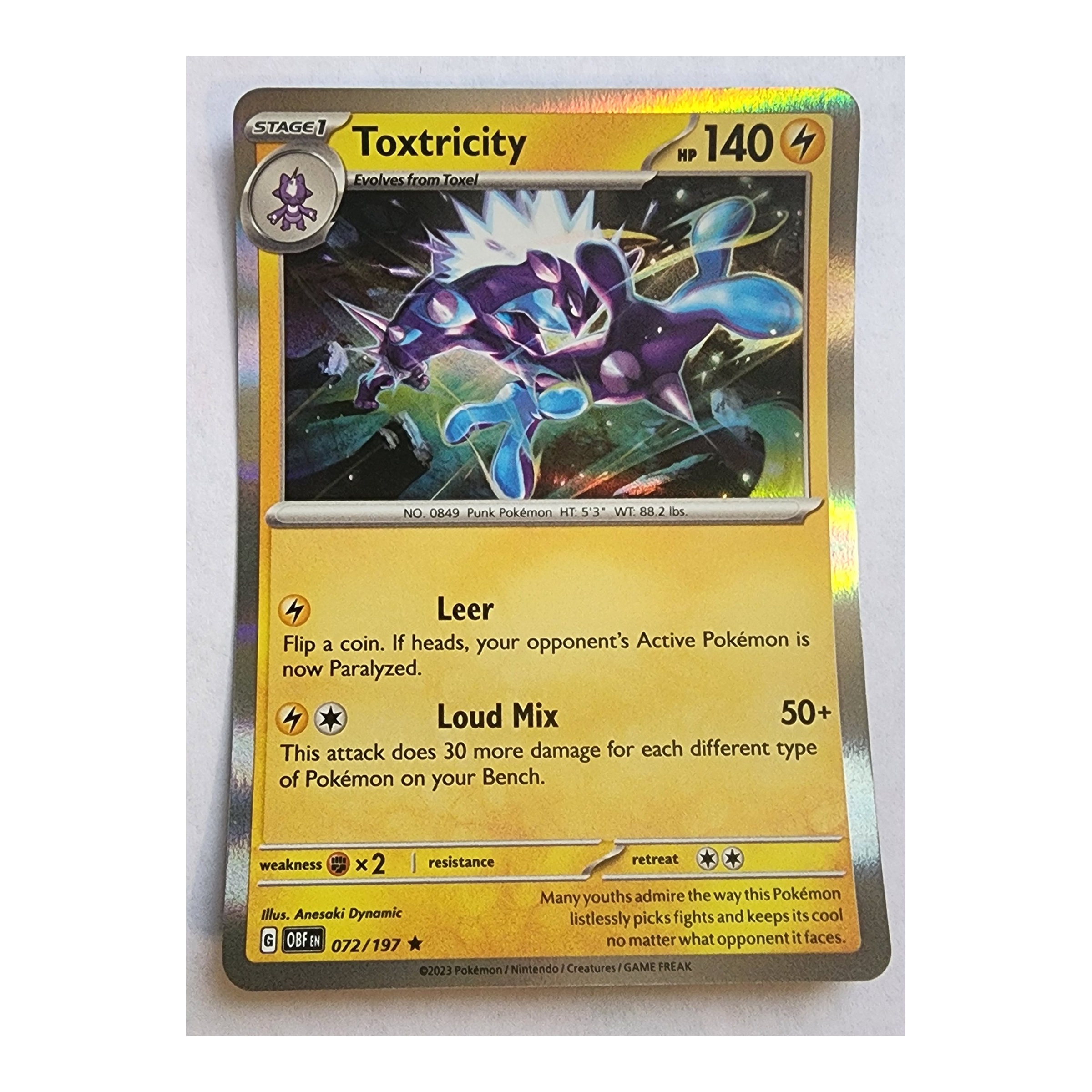 Toxtricity Rare SV03: Obsidian Flames 072/197 NM Holo