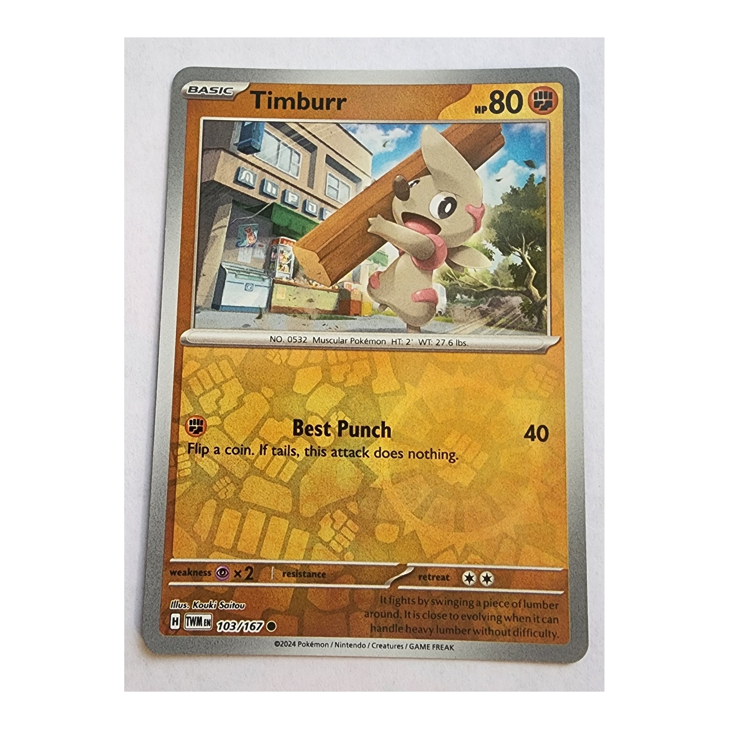 Timburr Common SV06: Twilight Masquerade 103/167 NM Reverse Holo