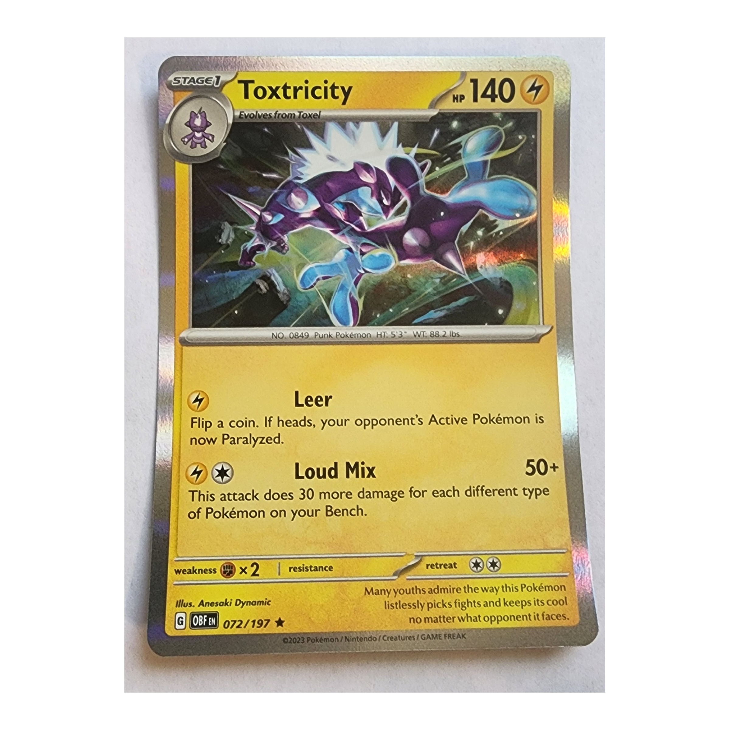 Toxtricity Rare SV03: Obsidian Flames 072/197 NM Holo