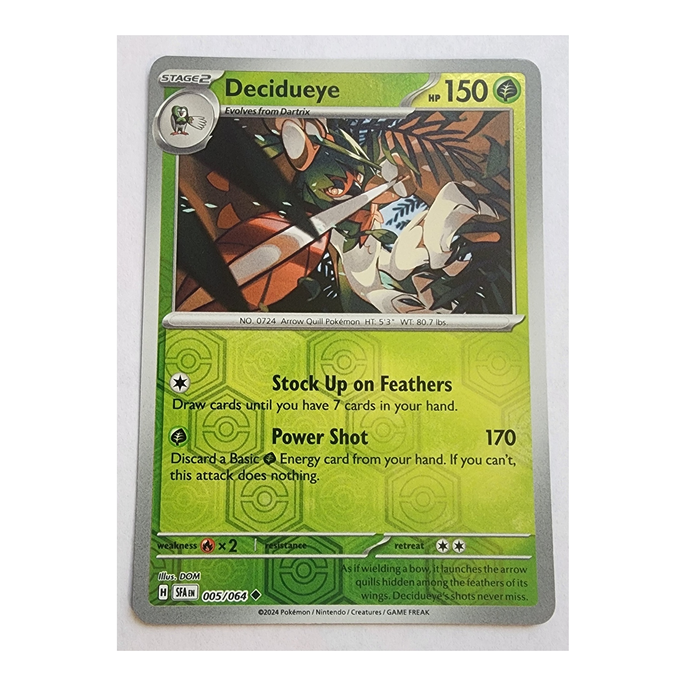 Decidueye Uncommon SV06.5: Shrouded Fable 005/064 NM Reverse Holo