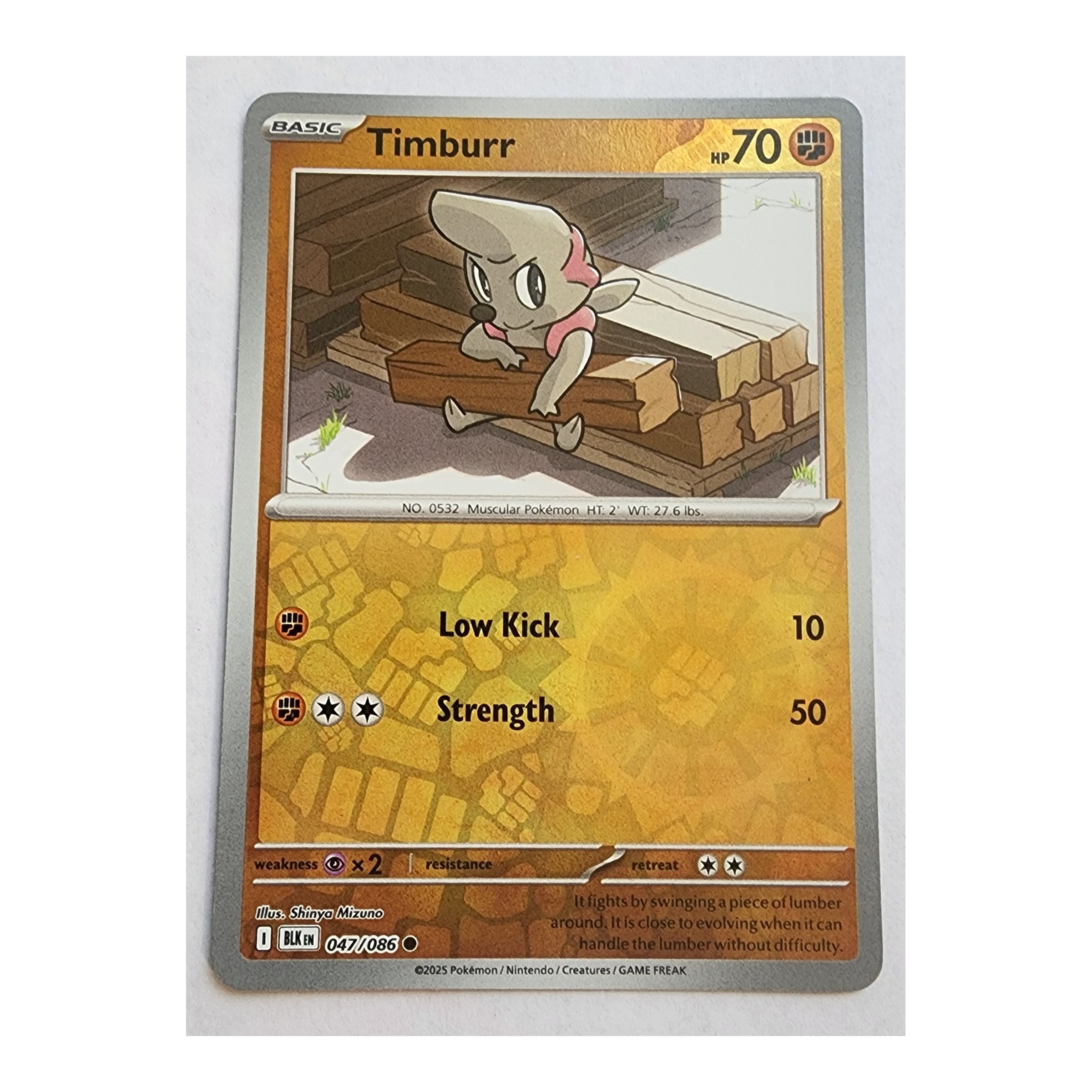 Timburr Common SV10.5B: Black Bolt 047/086 NM Reverse Holo