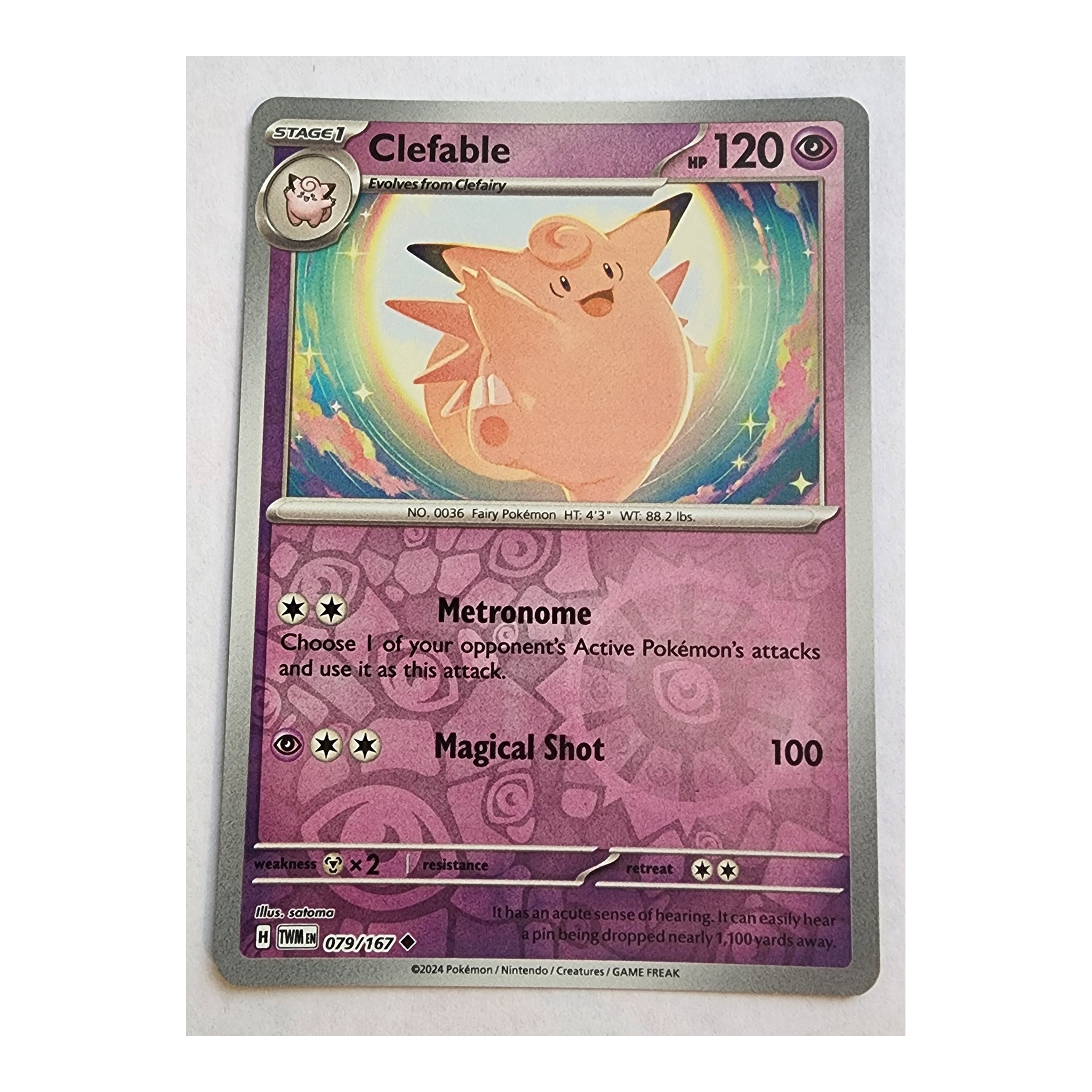 Clefable Uncommon SV06: Twilight Masquerade 079/167 NM Reverse Holo
