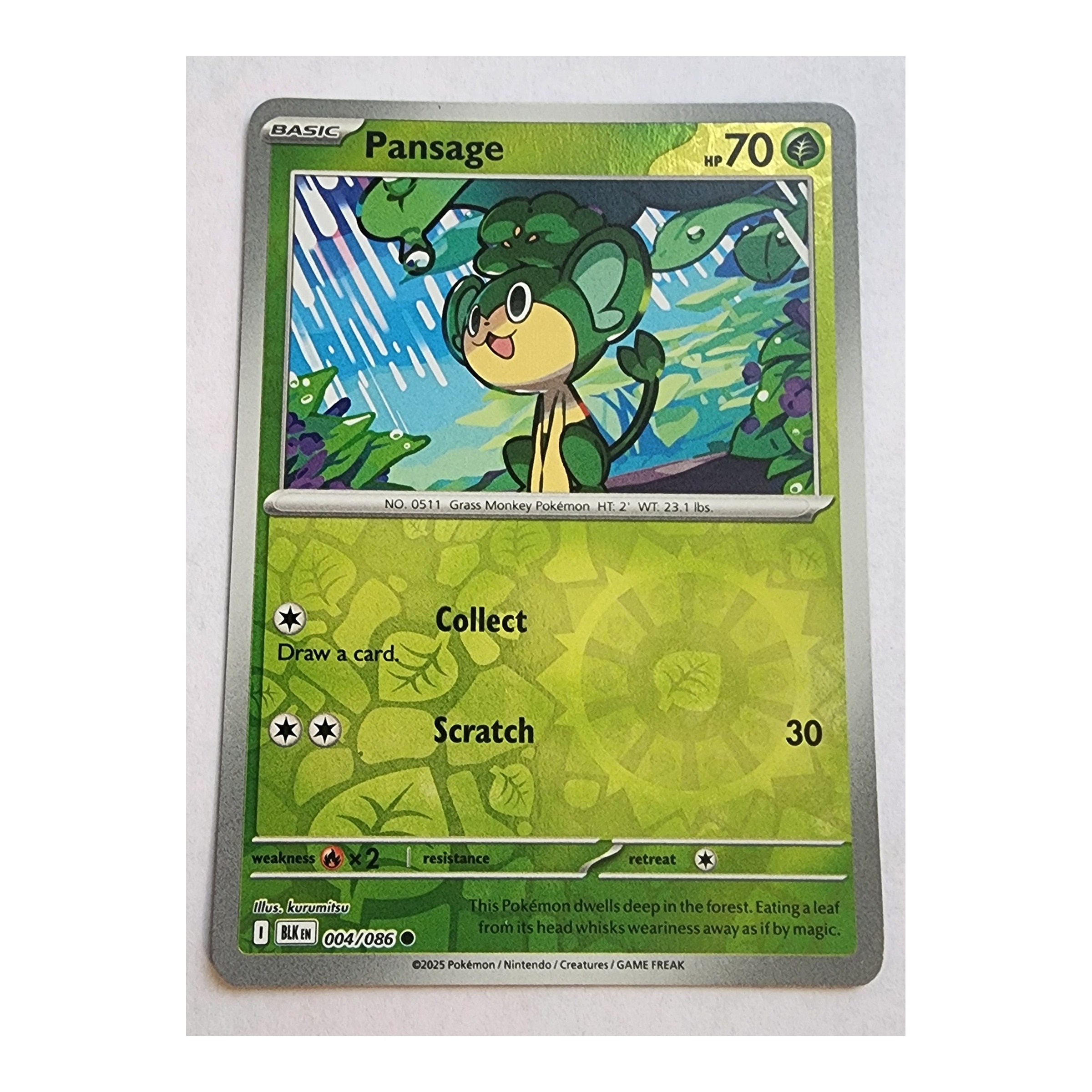 Pansage Common SV10.5B: Black Bolt 004/086 NM Reverse Holo