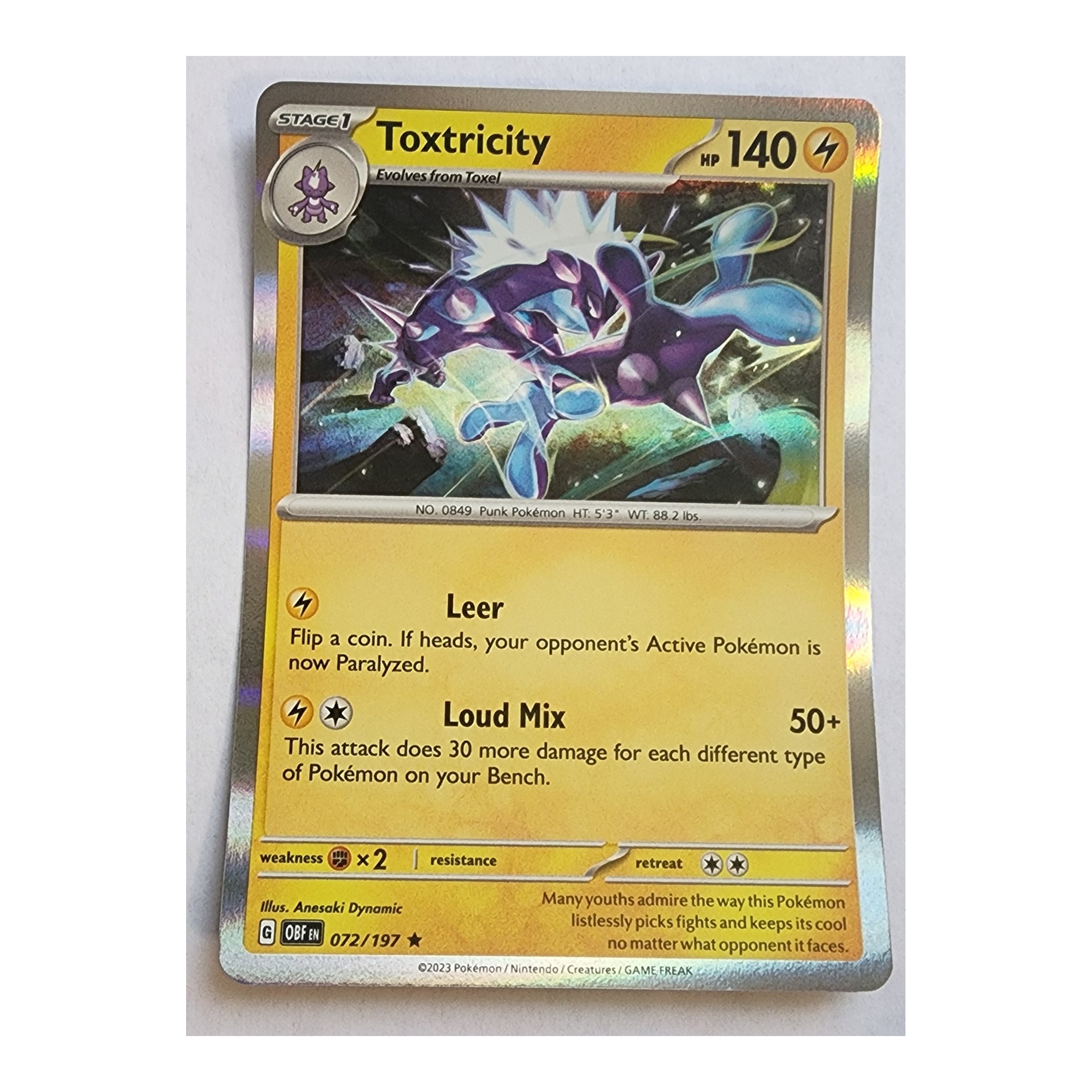 Toxtricity Rare SV03: Obsidian Flames 072/197 NM Holo