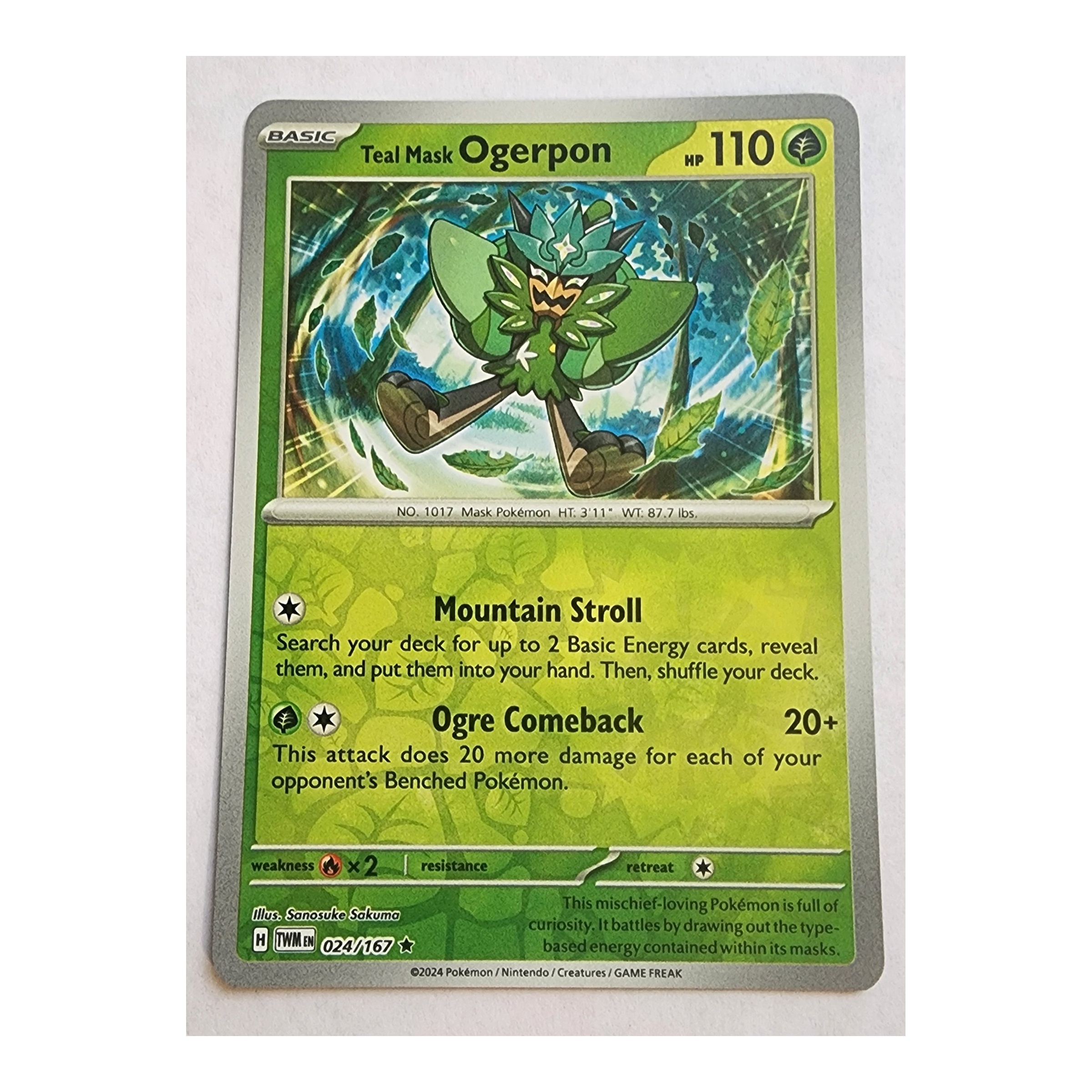 Teal Mask Ogerpon Rare SV06: Twilight Masquerade 024/167 NM Reverse Holo