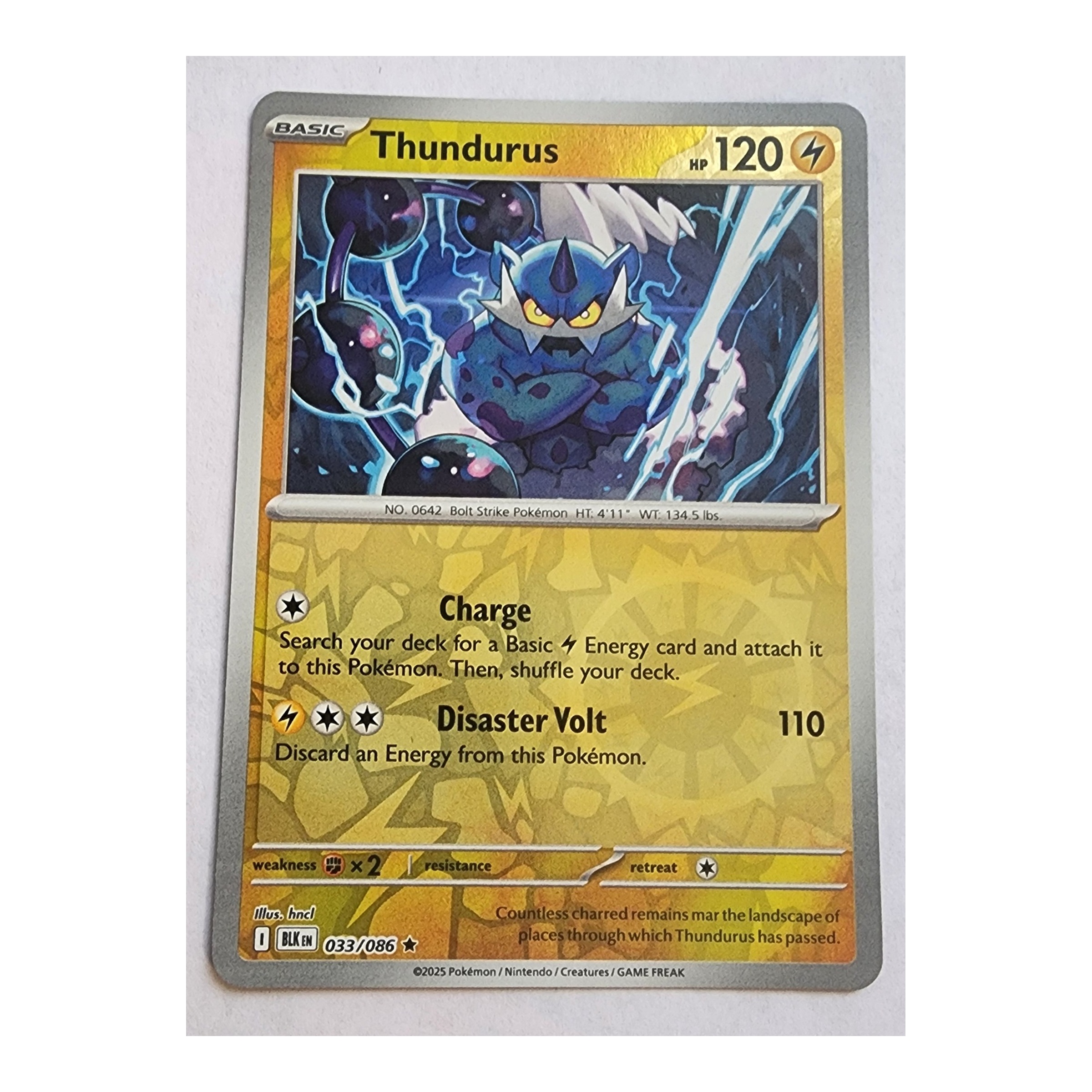 Thundurus Rare SV10.5B: Black Bolt 033/086 NM Reverse Holo