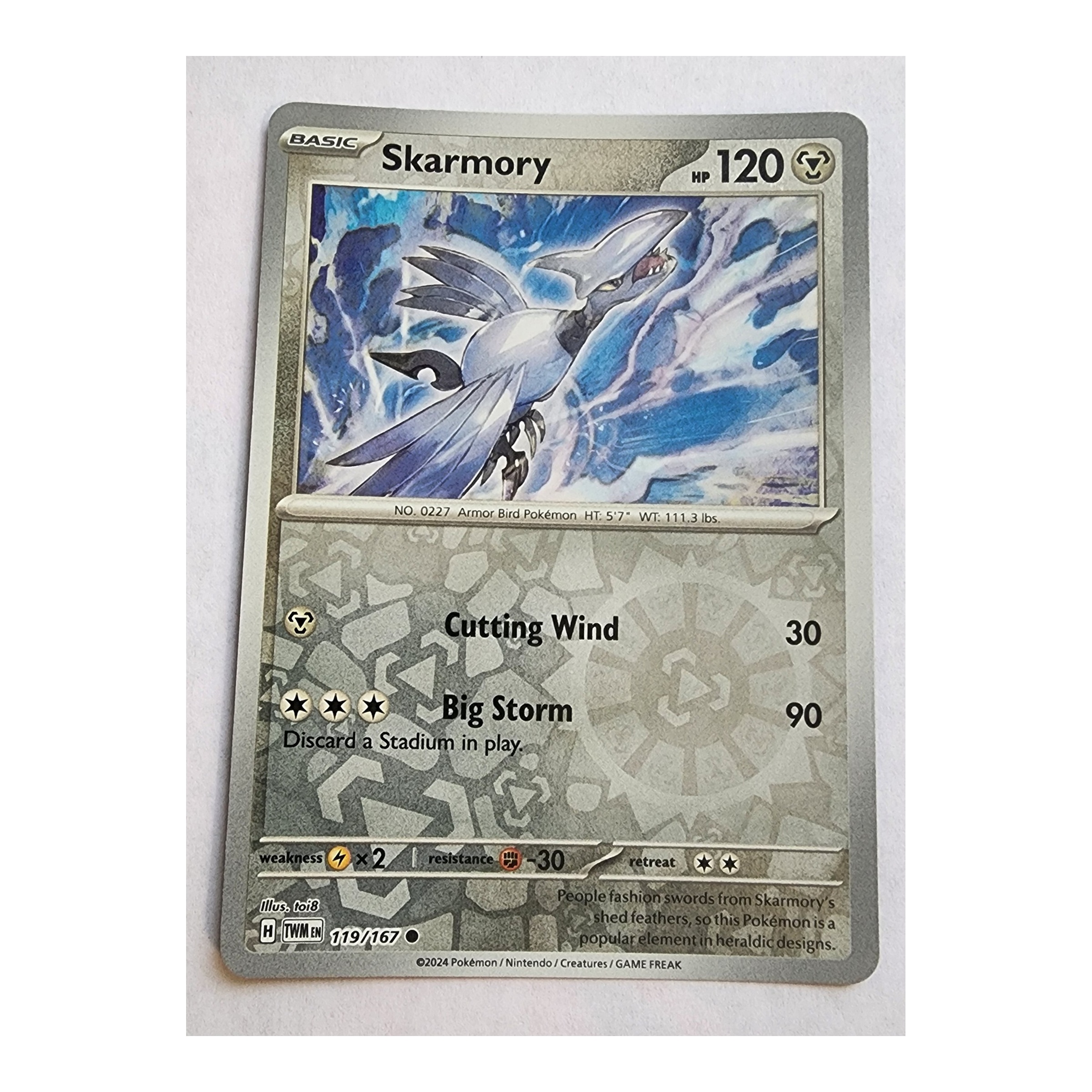 Skarmory Common SV06: Twilight Masquerade 119/167 NM Reverse Holo