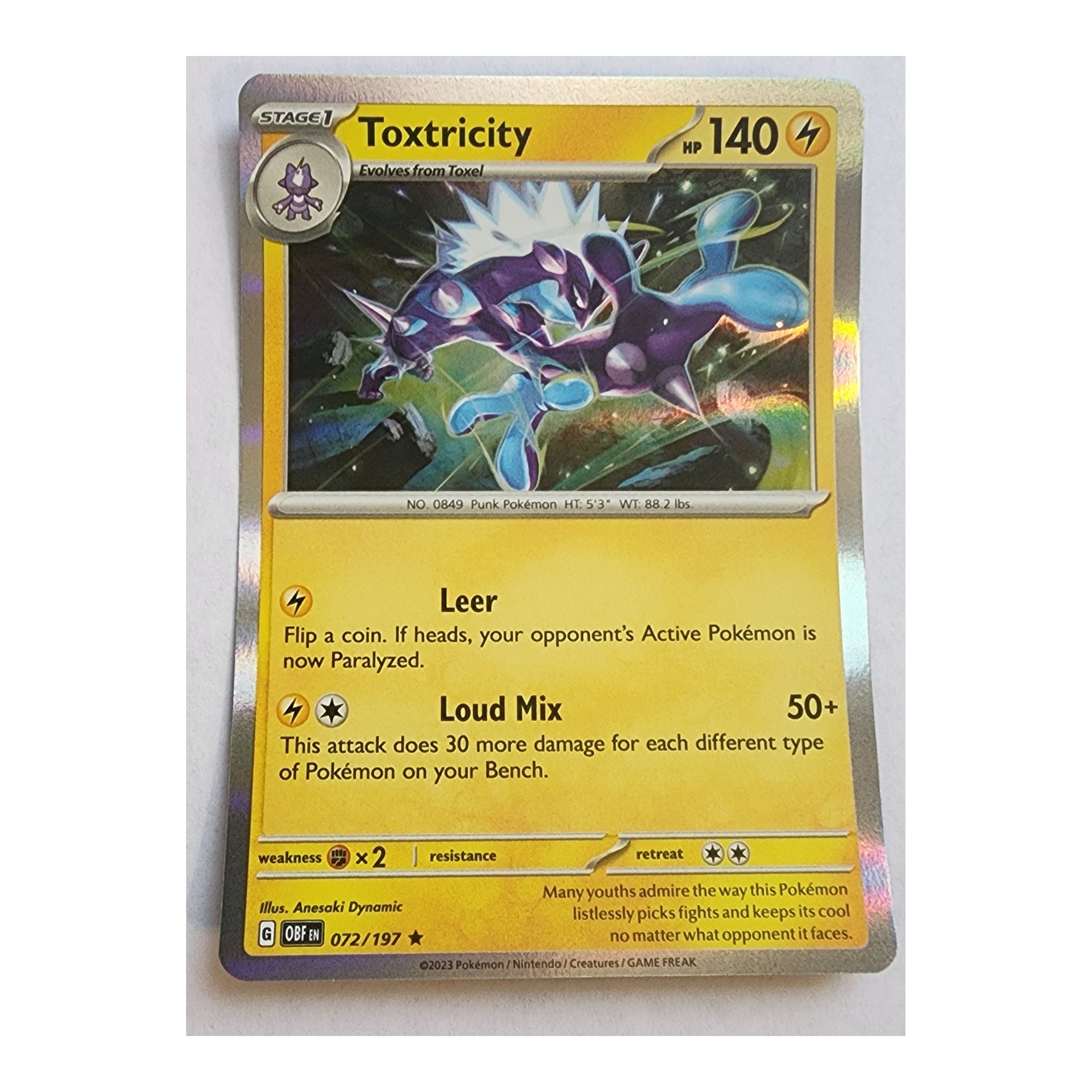 Toxtricity Rare SV03: Obsidian Flames 072/197 NM Holo