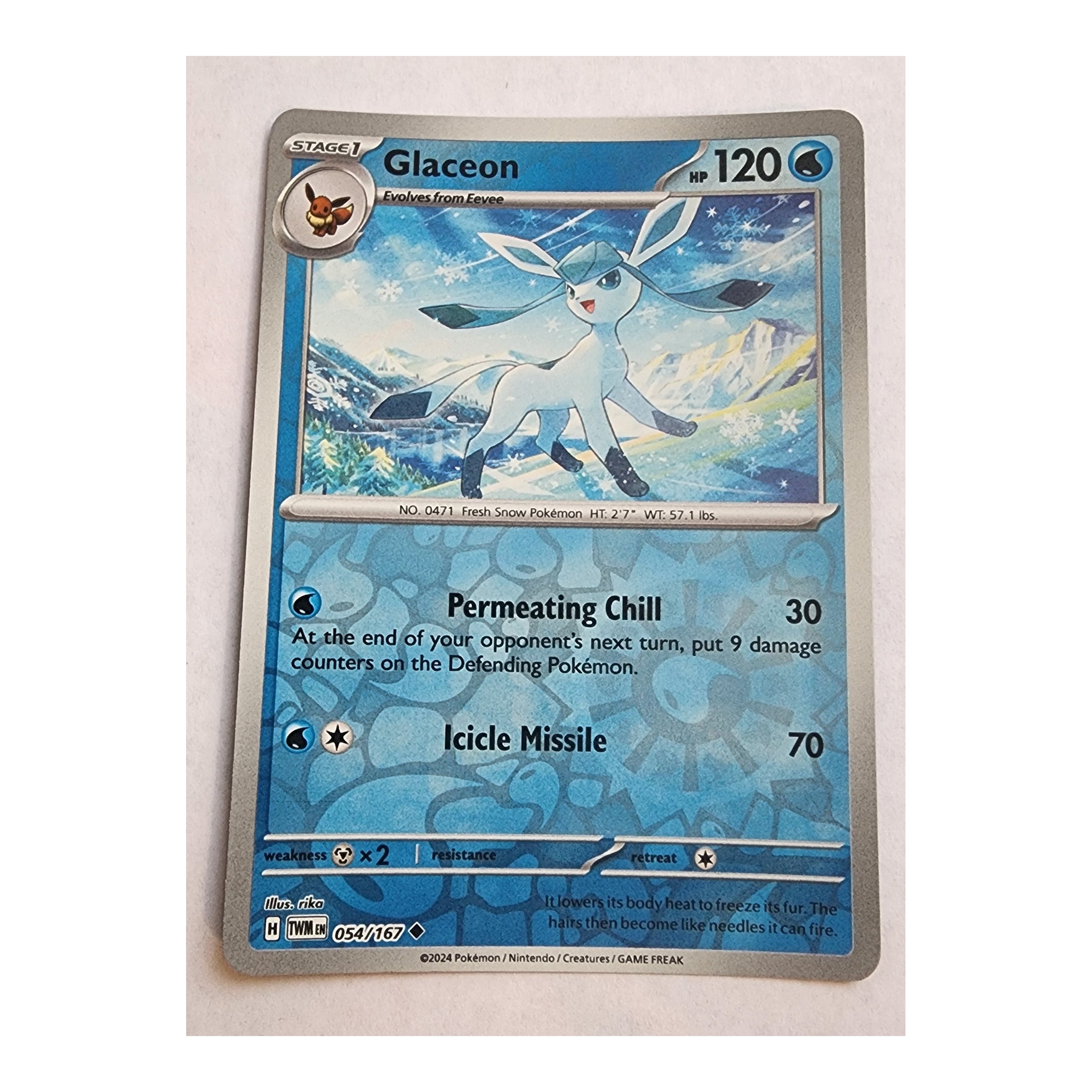 Glaceon Uncommon SV06: Twilight Masquerade 054/167 NM Reverse Holo