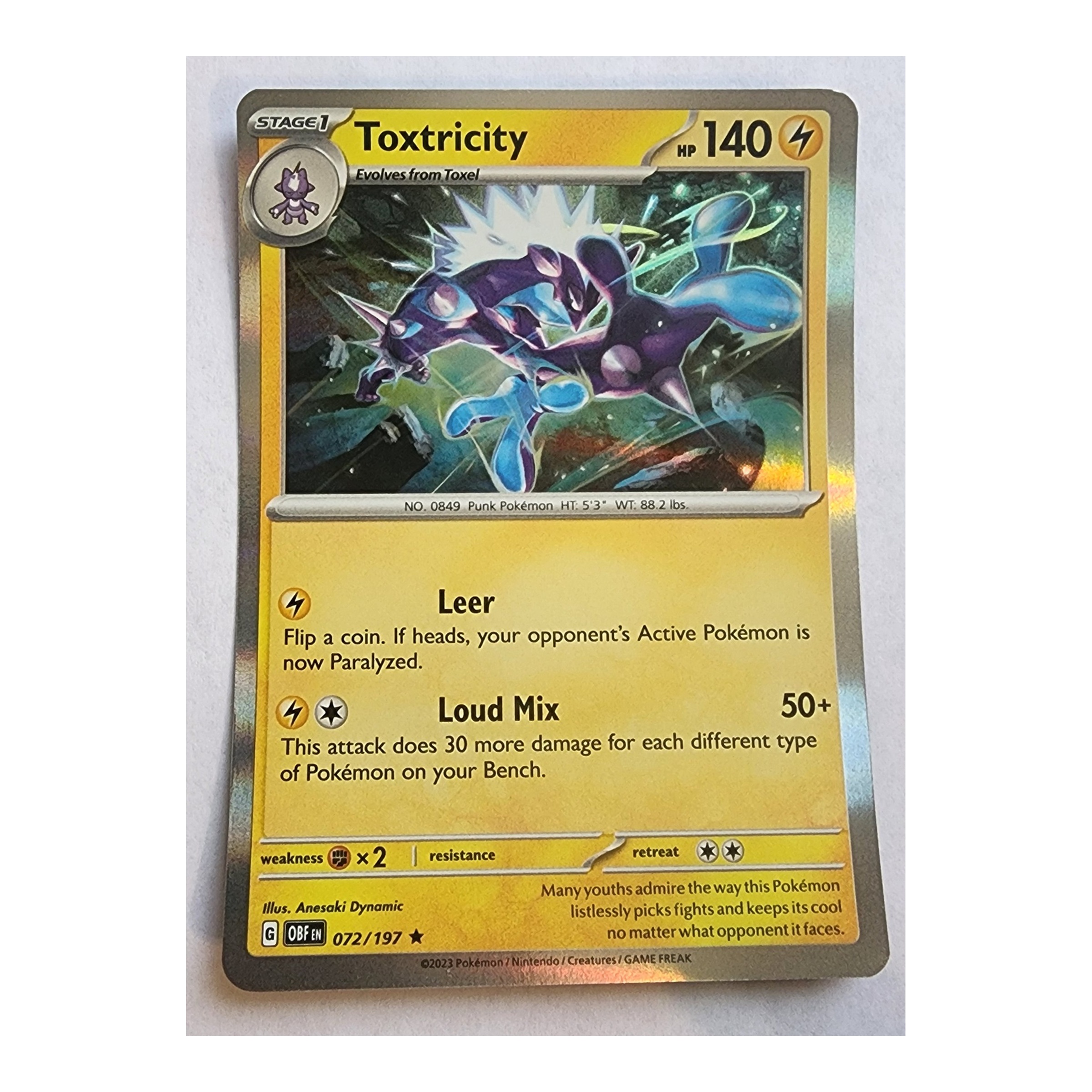 Toxtricity Rare SV03: Obsidian Flames 072/197 NM Holo