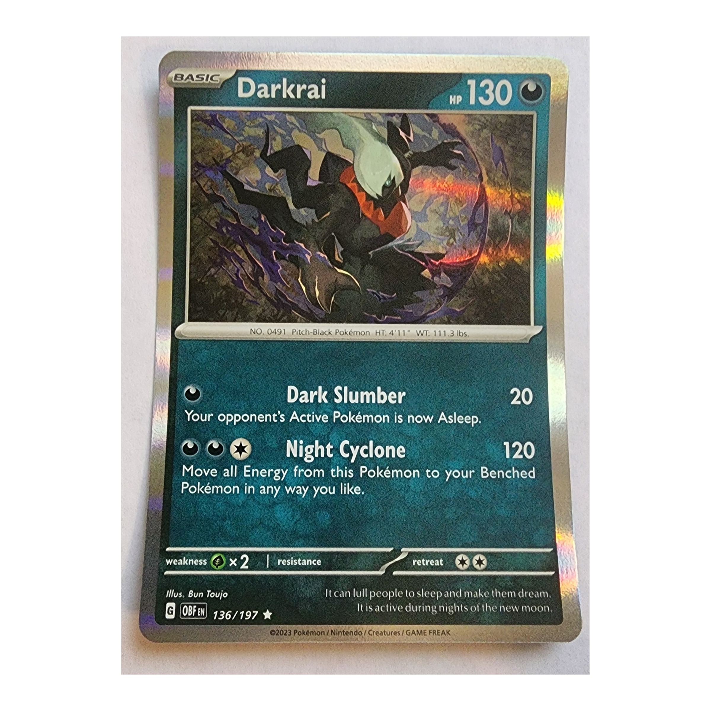 Darkrai Rare SV03: Obsidian Flames 136/197 NM Holo