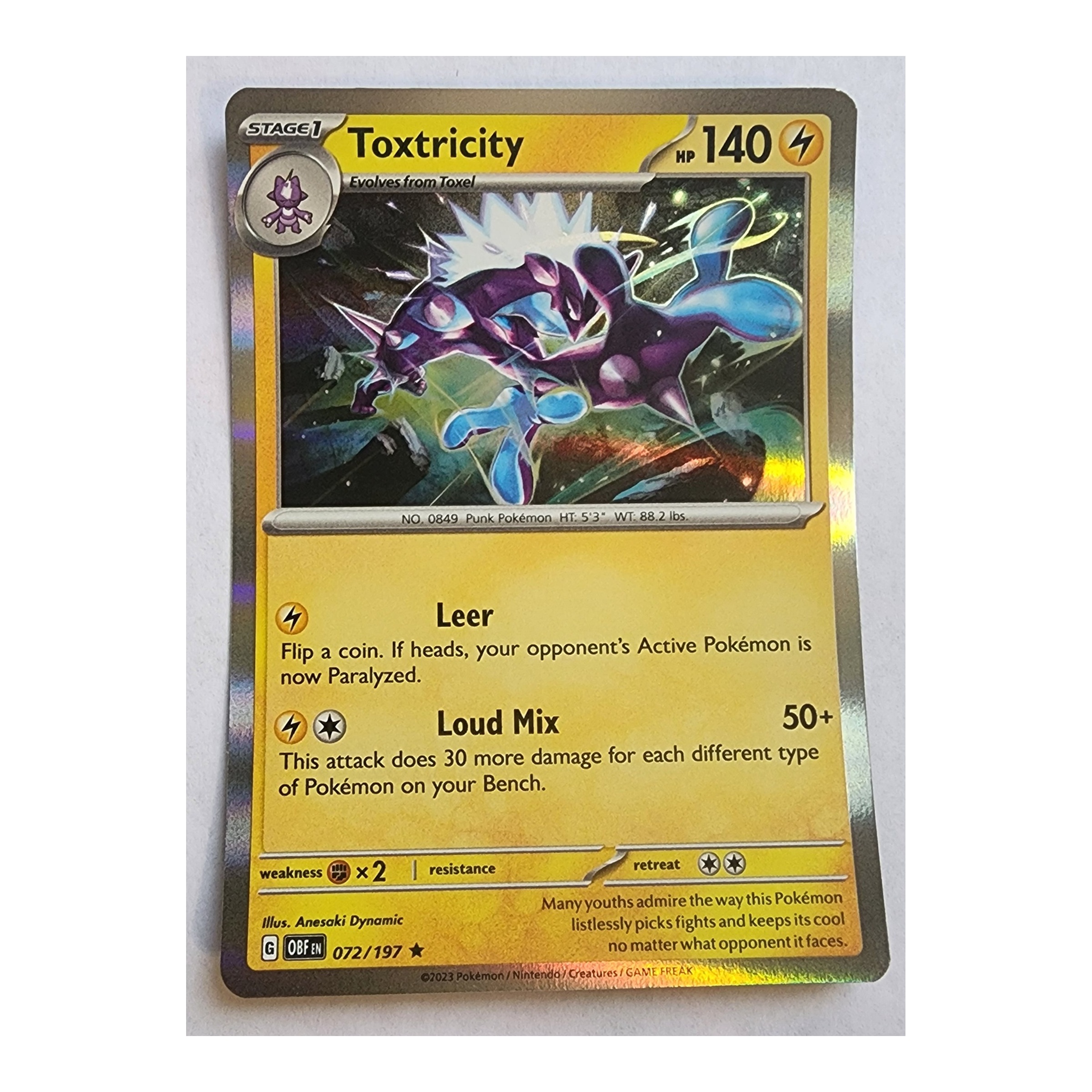 Toxtricity Rare SV03: Obsidian Flames 072/197 NM Holo