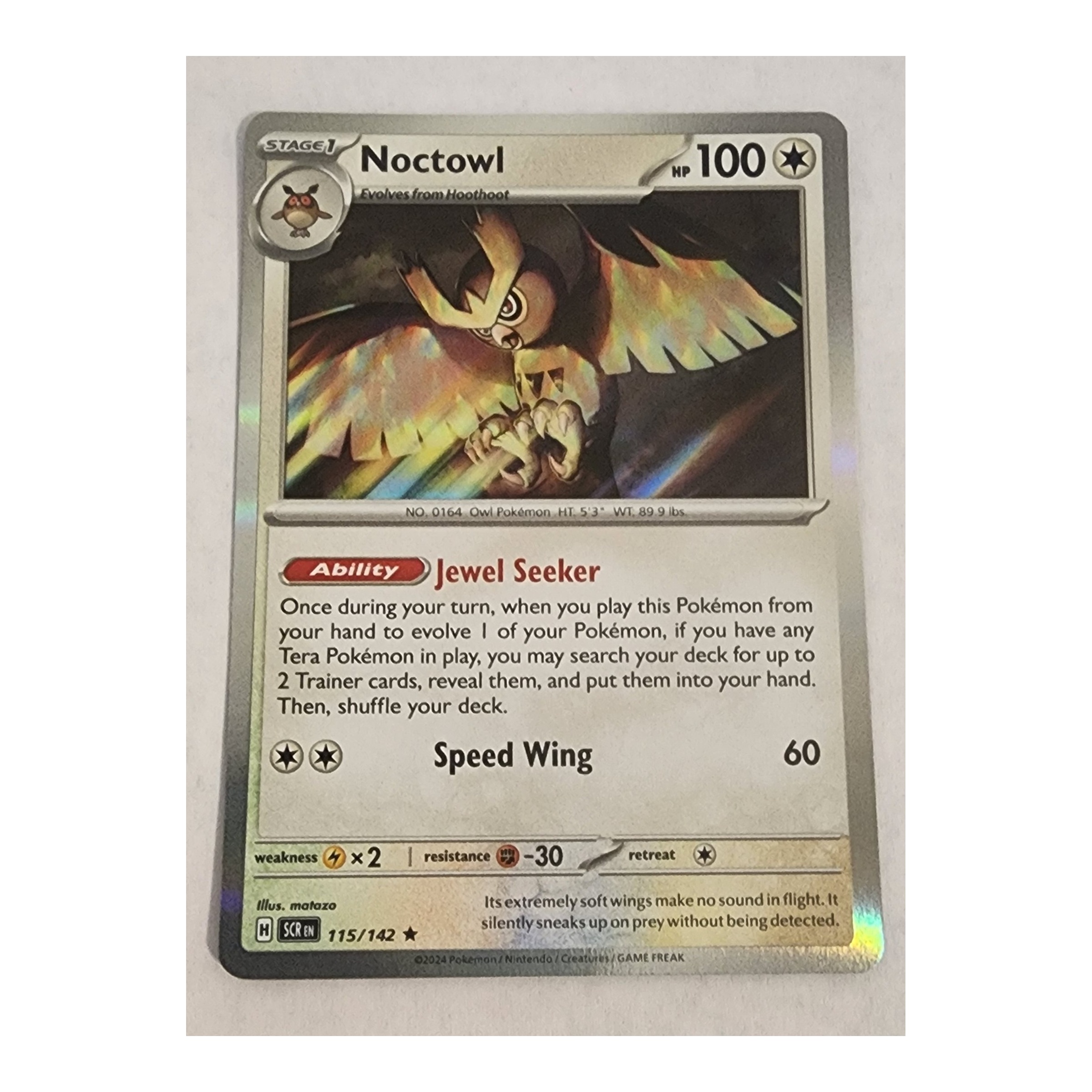 Noctowl Rare SV07: Stellar Crown 115/142 NM Holo
