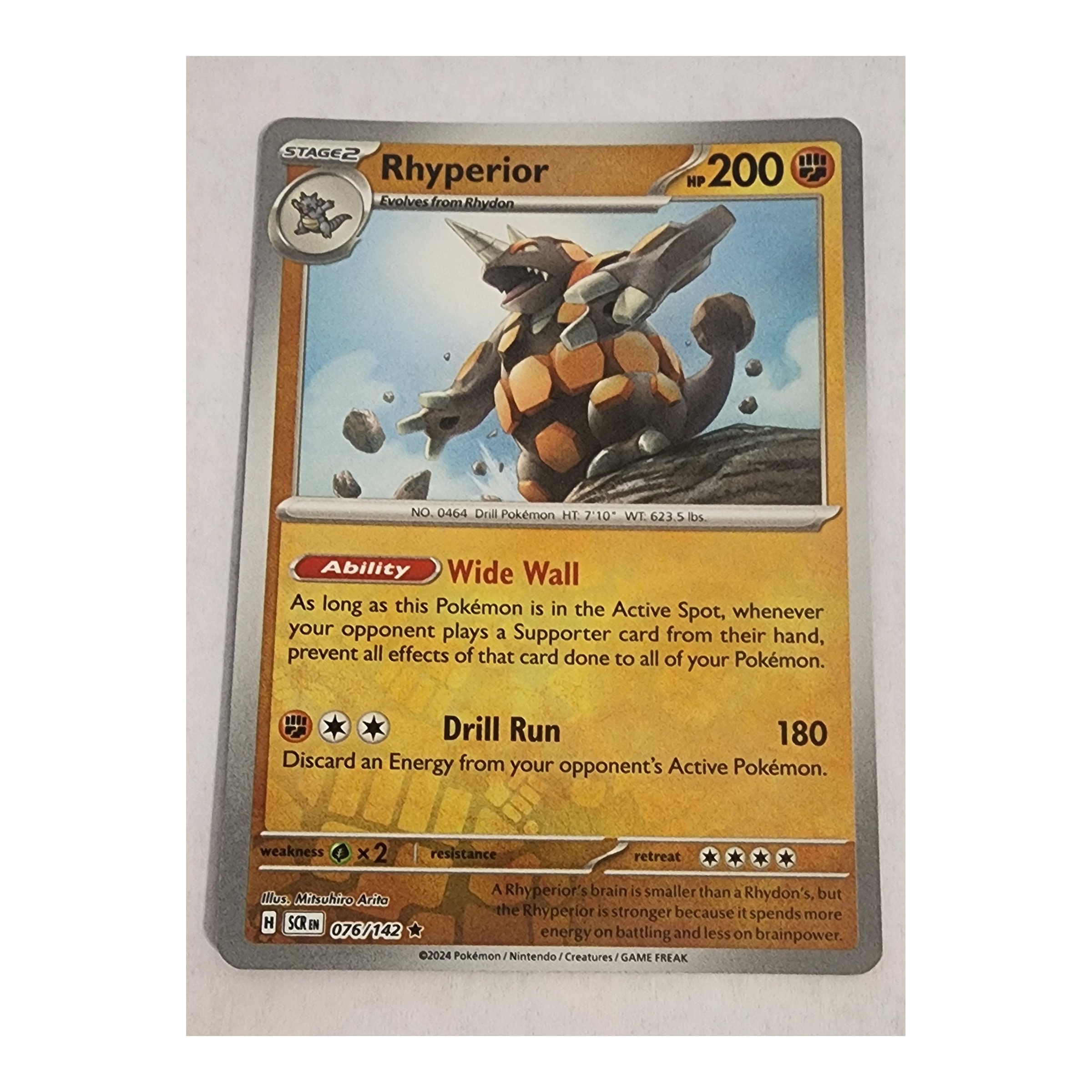 Rhyperior Rare SV07: Stellar Crown 076/142 NM Reverse Holo