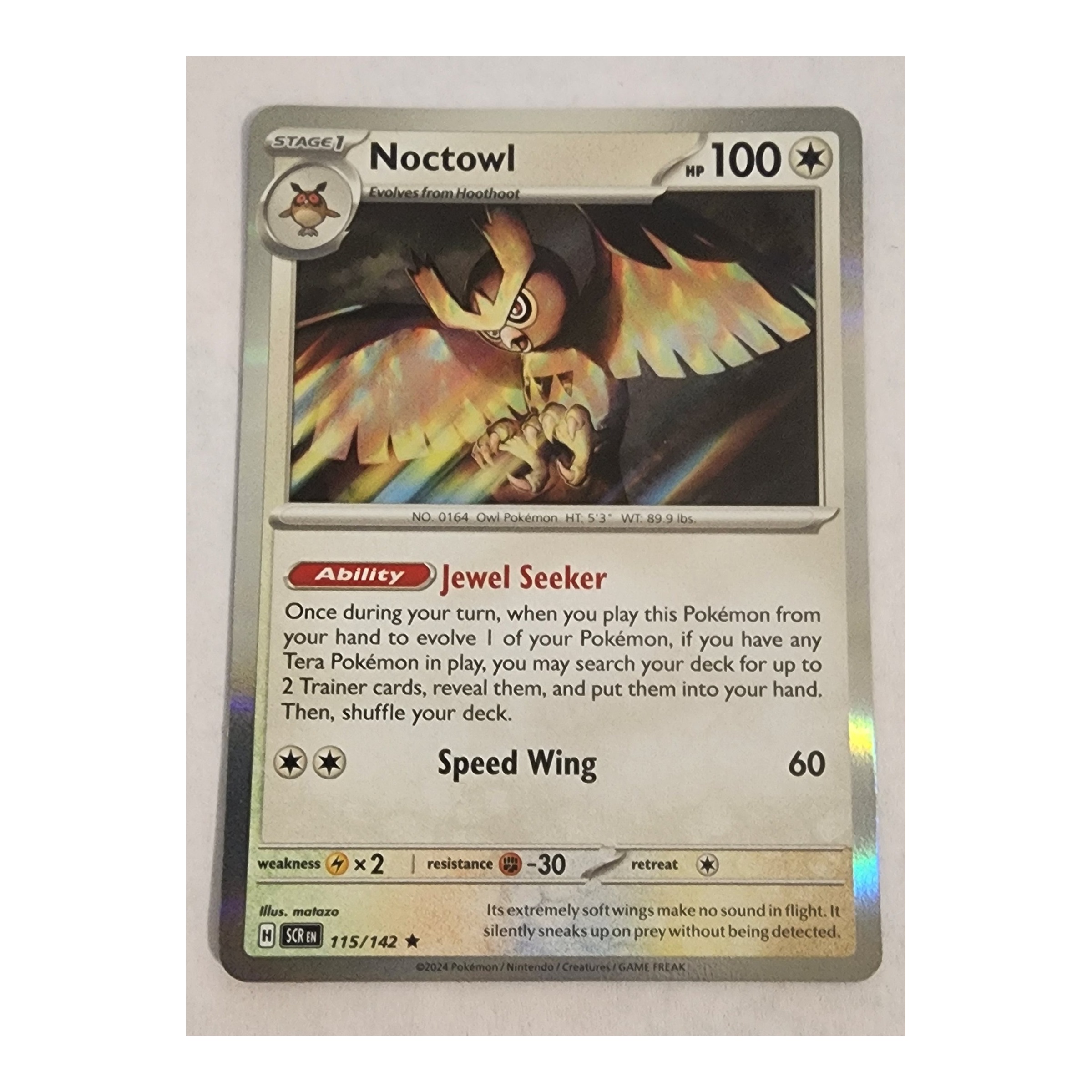 Noctowl Rare SV07: Stellar Crown 115/142 NM Holo