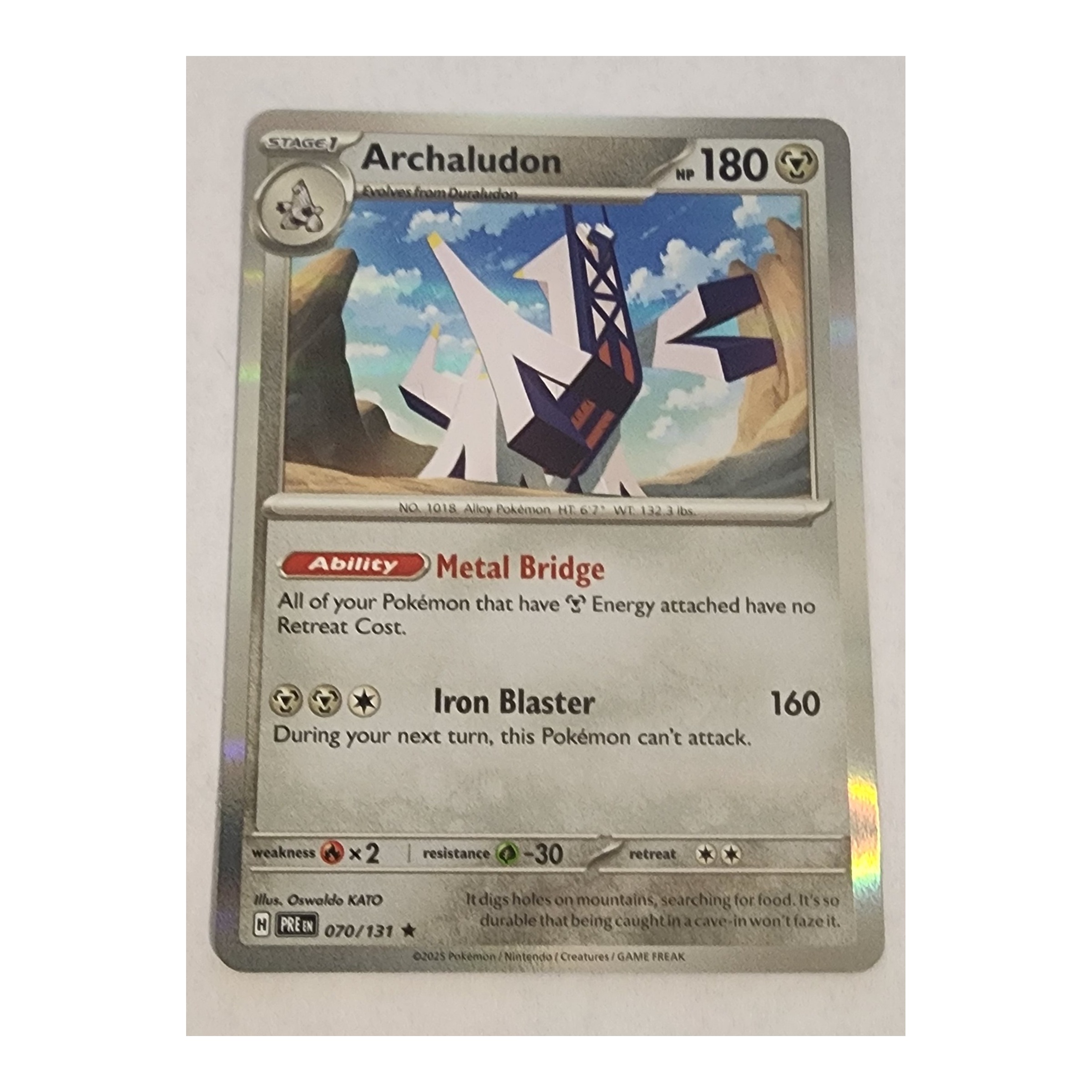 Archaludon Rare SV08.5: Prismatic Evolutions 070/131 NM Holo