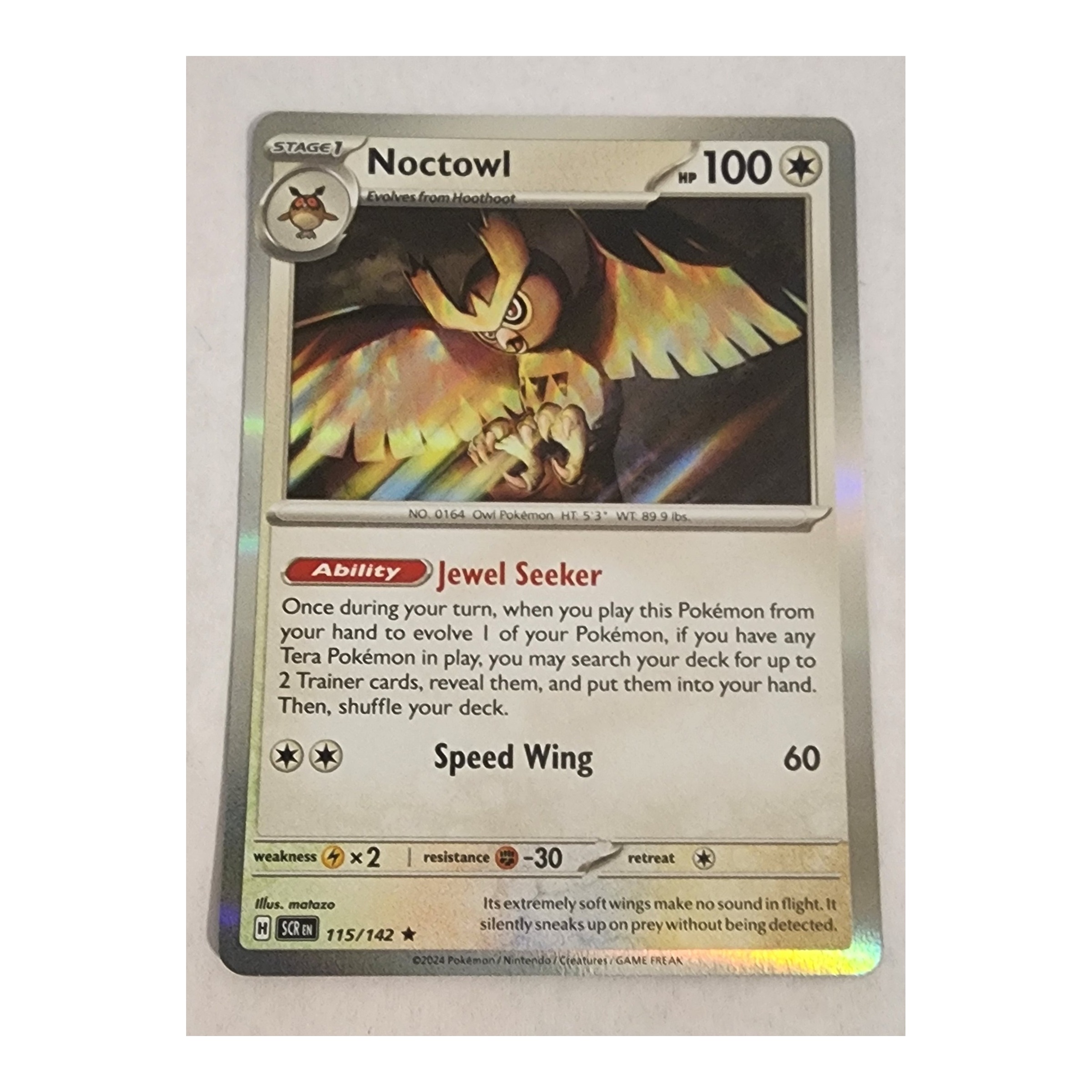 Noctowl Rare SV07: Stellar Crown 115/142 NM Holo