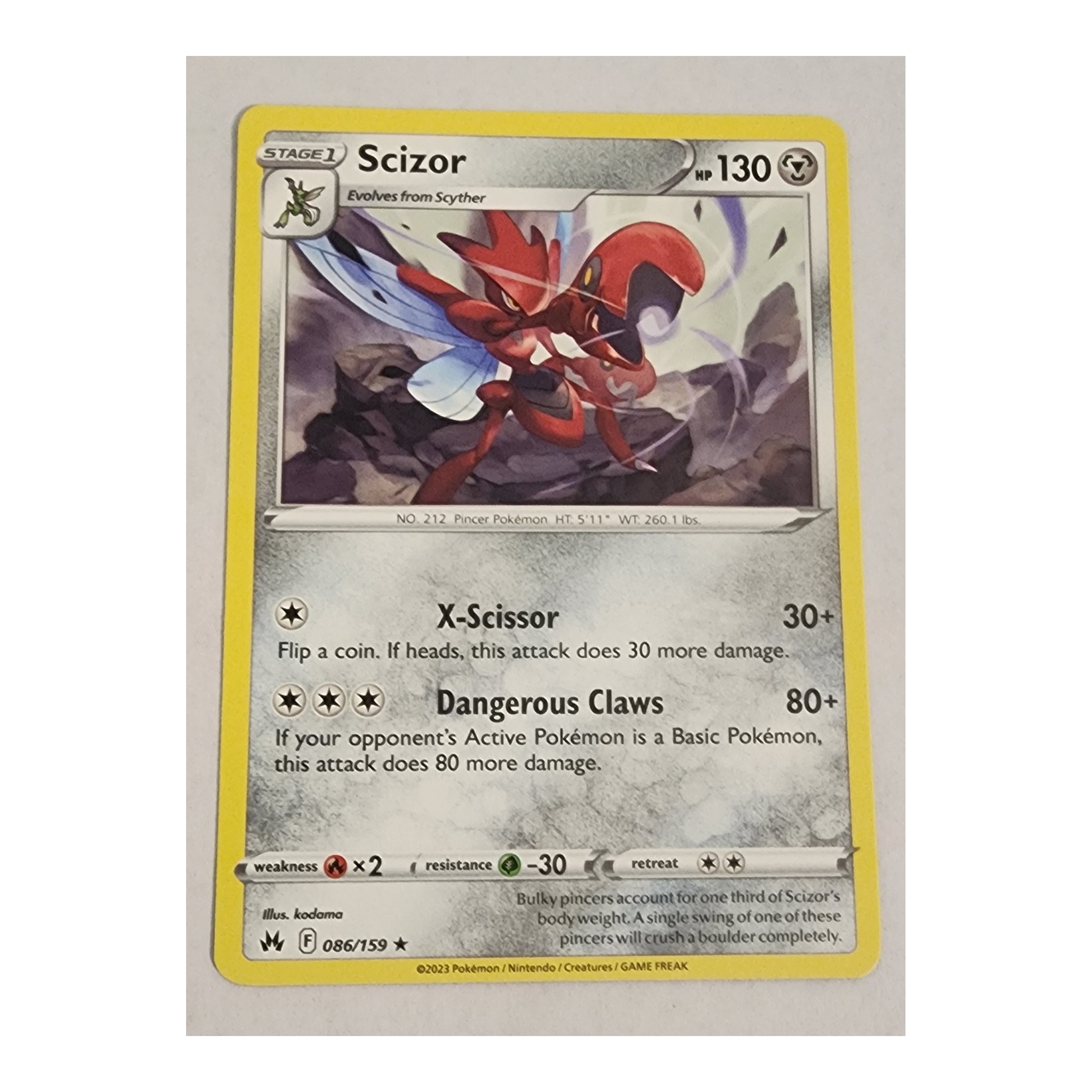 Scizor Rare SWSH12.5: Crown Zenith 086/159 NM