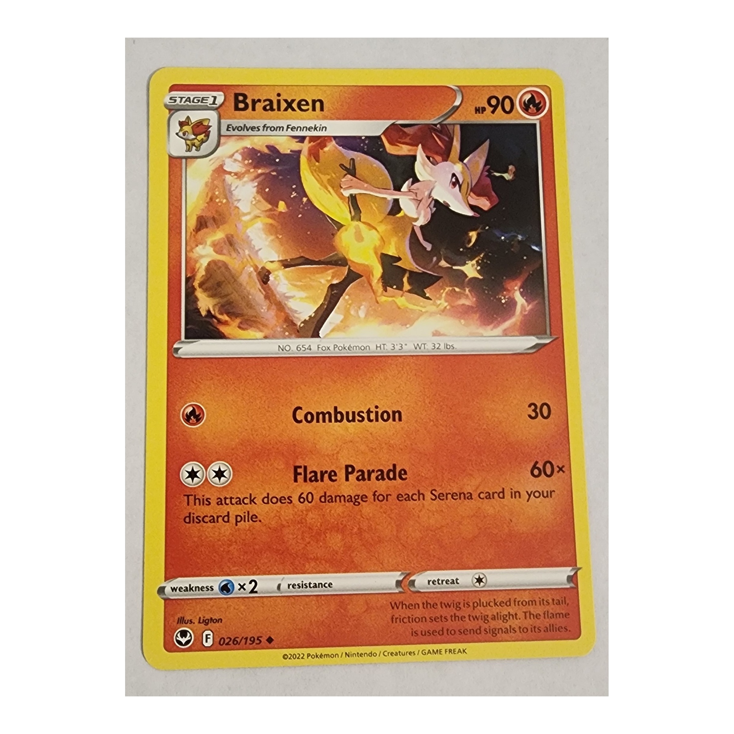 Braixen Uncommon SWSH12: Silver Tempest 026/195 NM