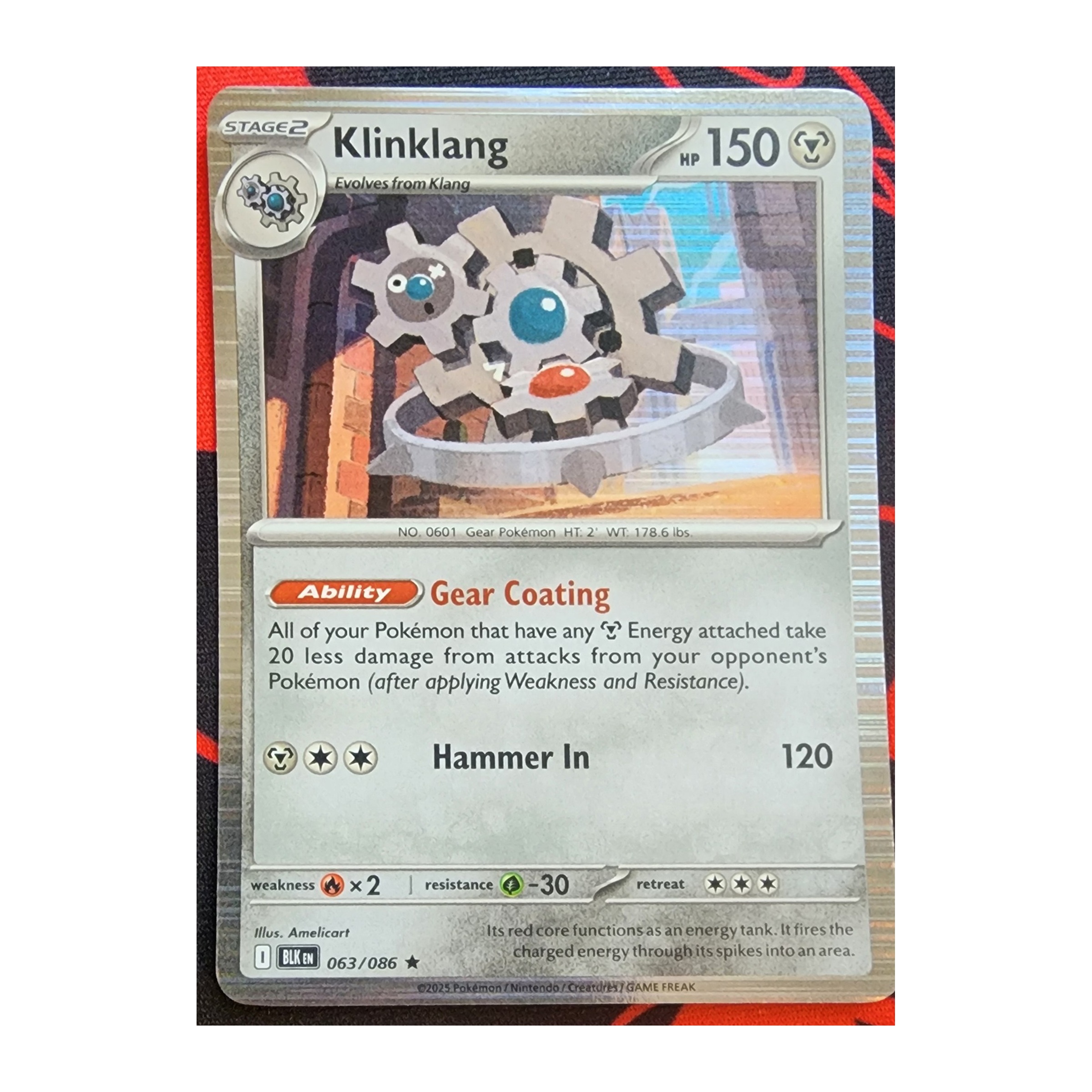 Klinklang Rare SV10.5B: Black Bolt 063/086 NM Holo