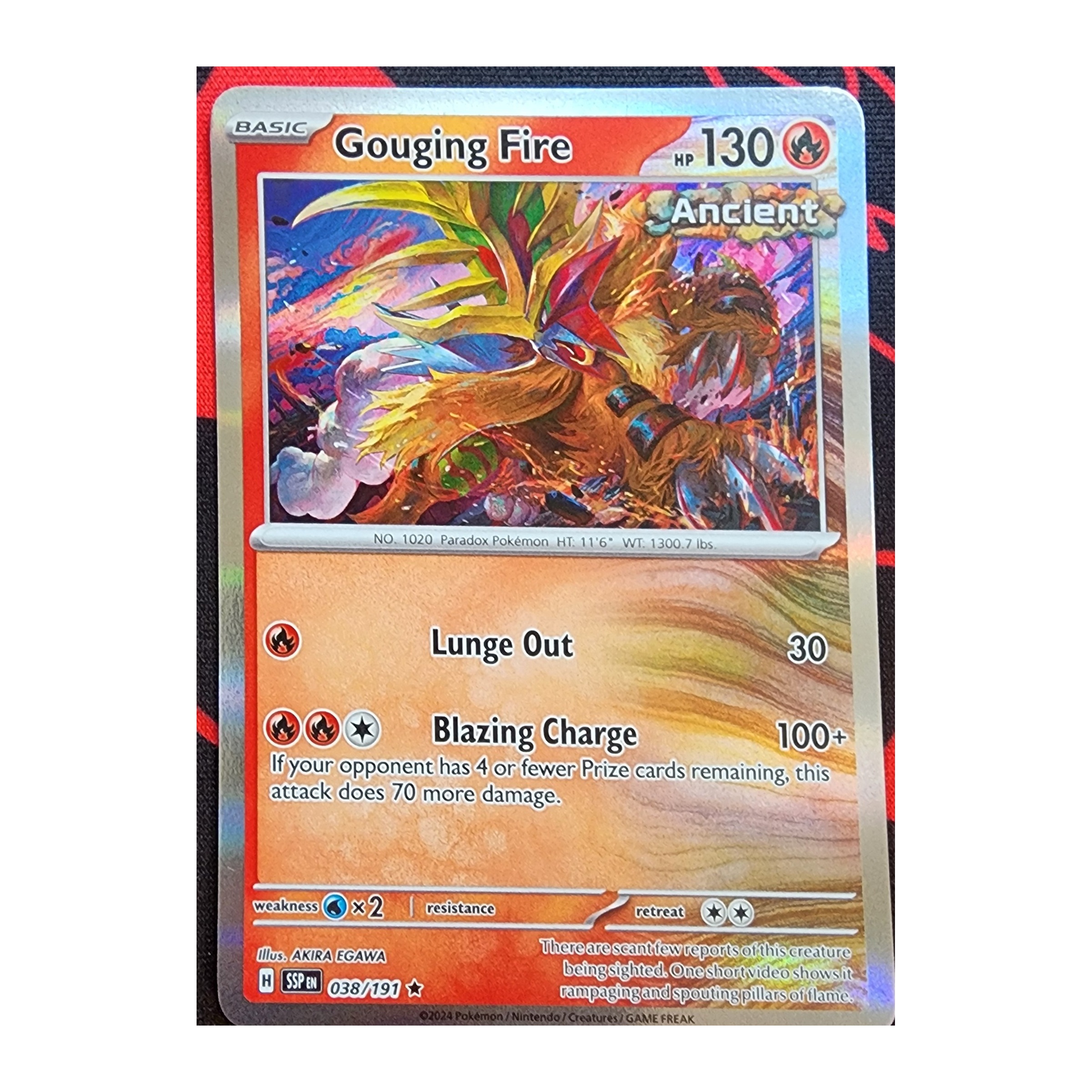 Gouging Fire Rare SV08: Surging Sparks 038/191 NM Reverse Holo