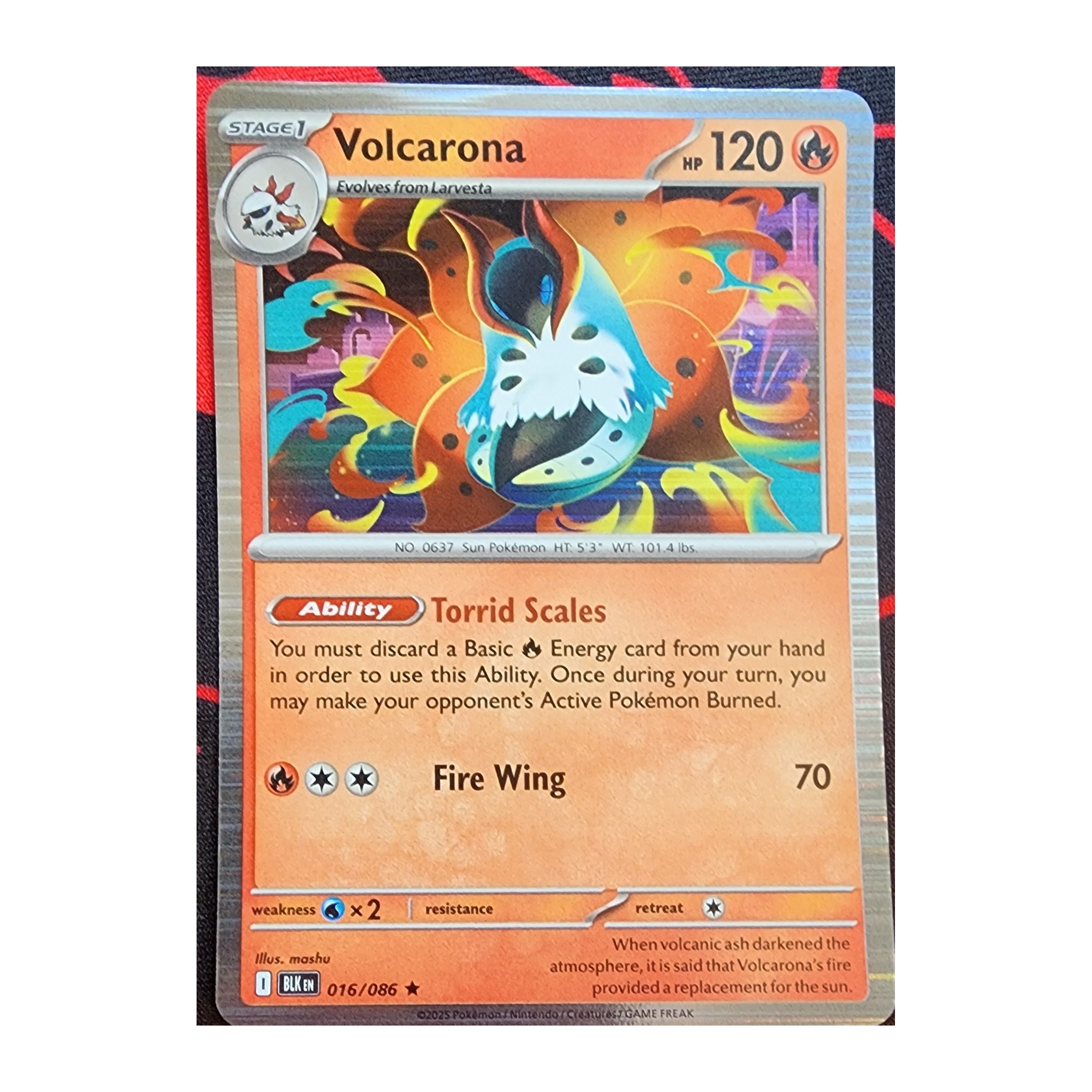 Volcarona Rare SV10.5B: Black Bolt 016/086 NM Holo