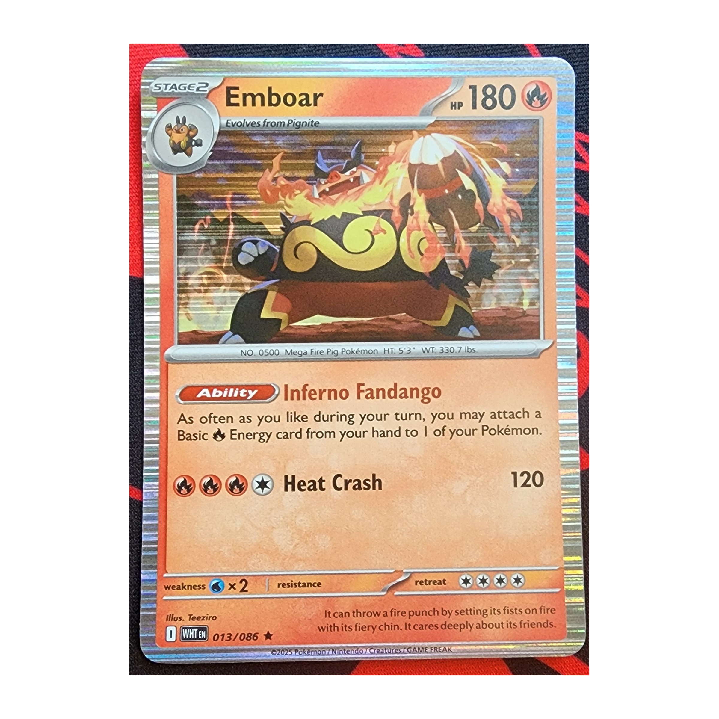 Emboar Rare SV10.5W: White Flare 013/086 NM Reverse Holo