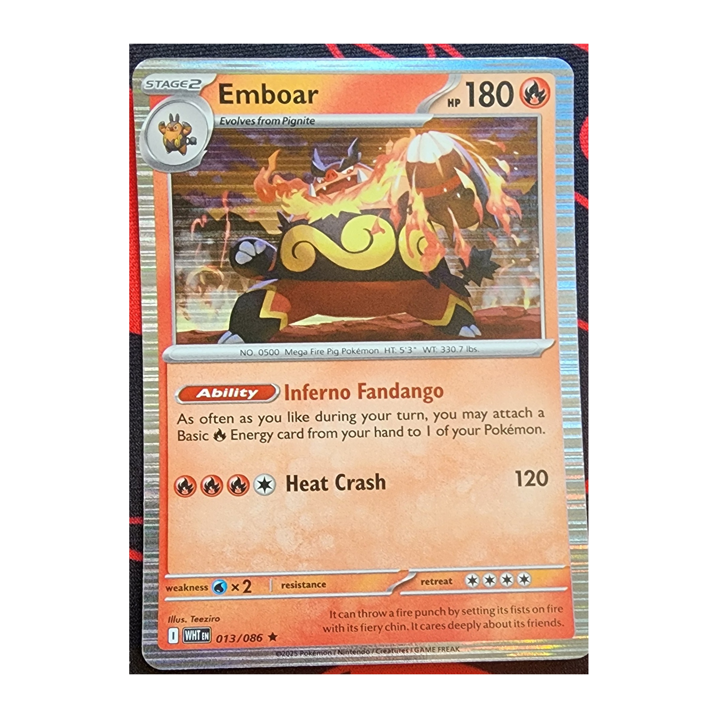 Emboar Rare SV10.5W: White Flare 013/086 NM Holo