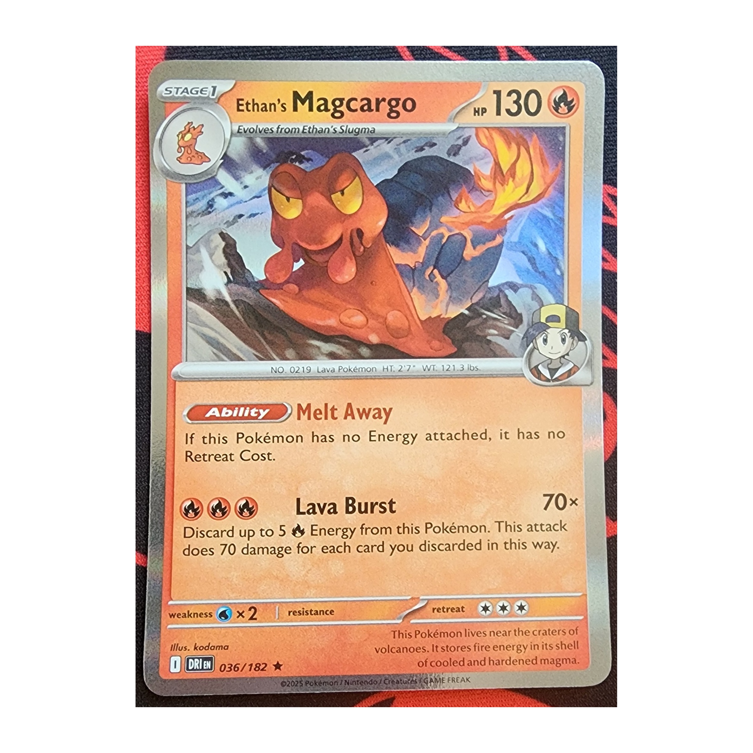 Ethan's Magcargo Rare SV10: Destined Rivals 036/182 NM Holo