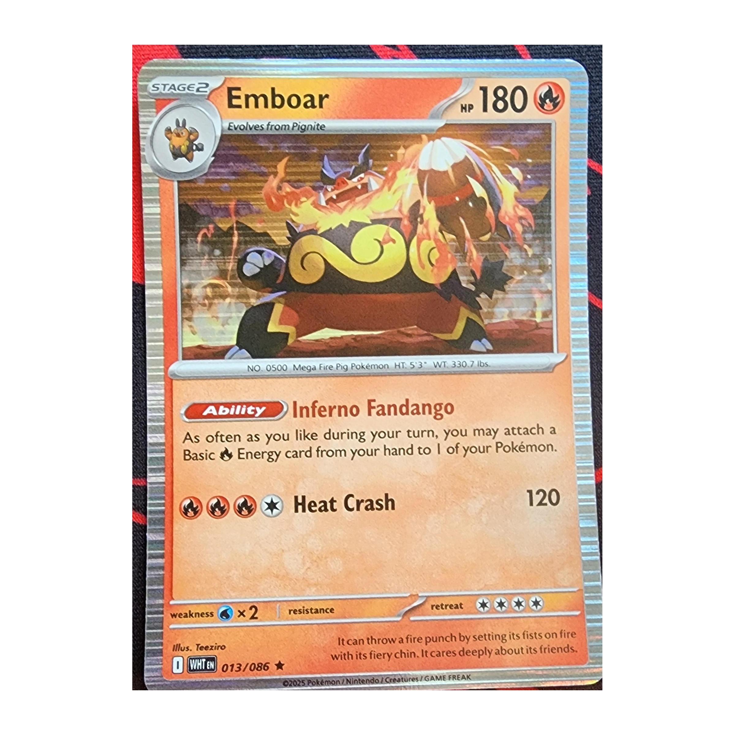 Emboar Rare SV10.5W: White Flare 013/086 NM Holo