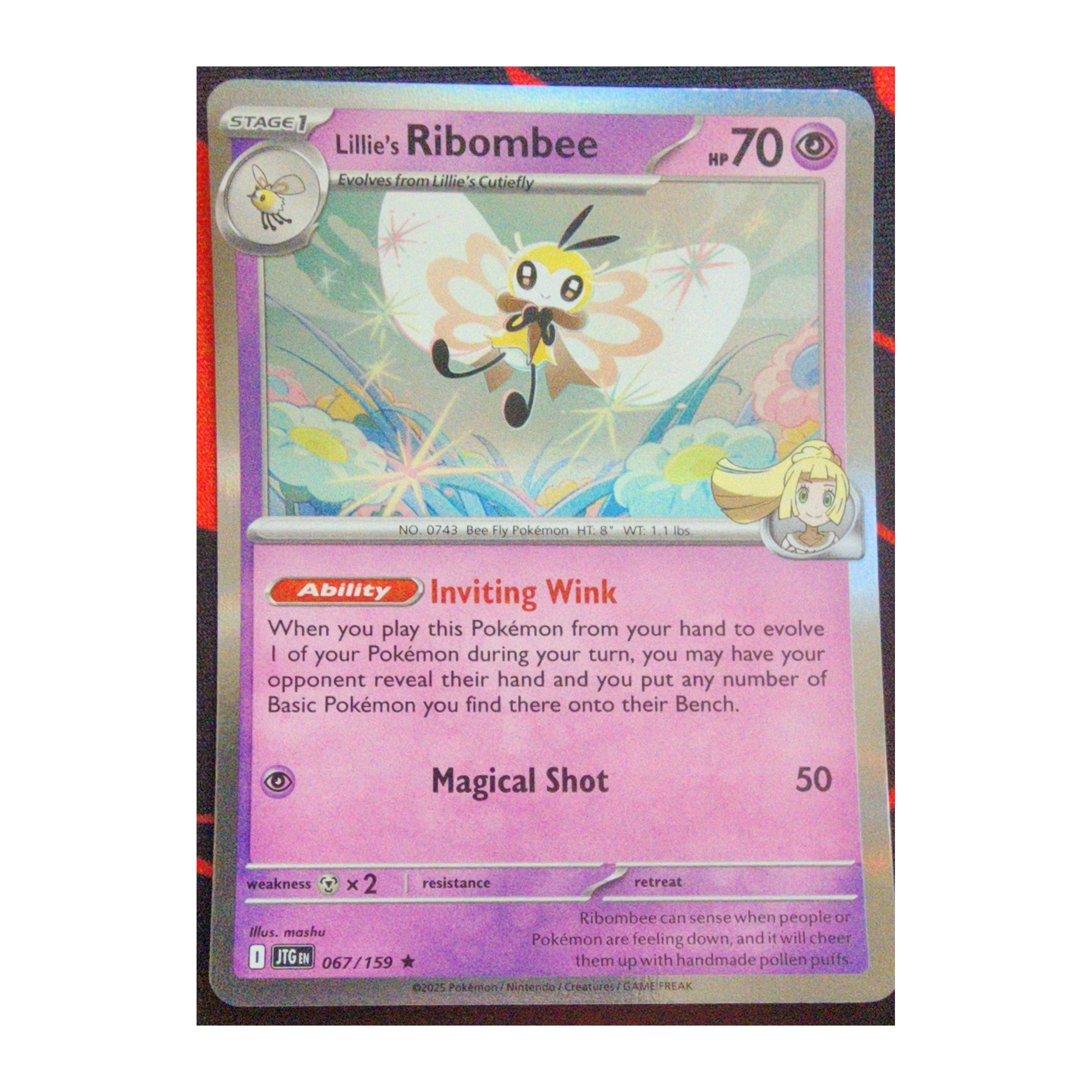 Lillie's Ribombee Rare SV09: Journey Together 067/159 NM Reverse Holo