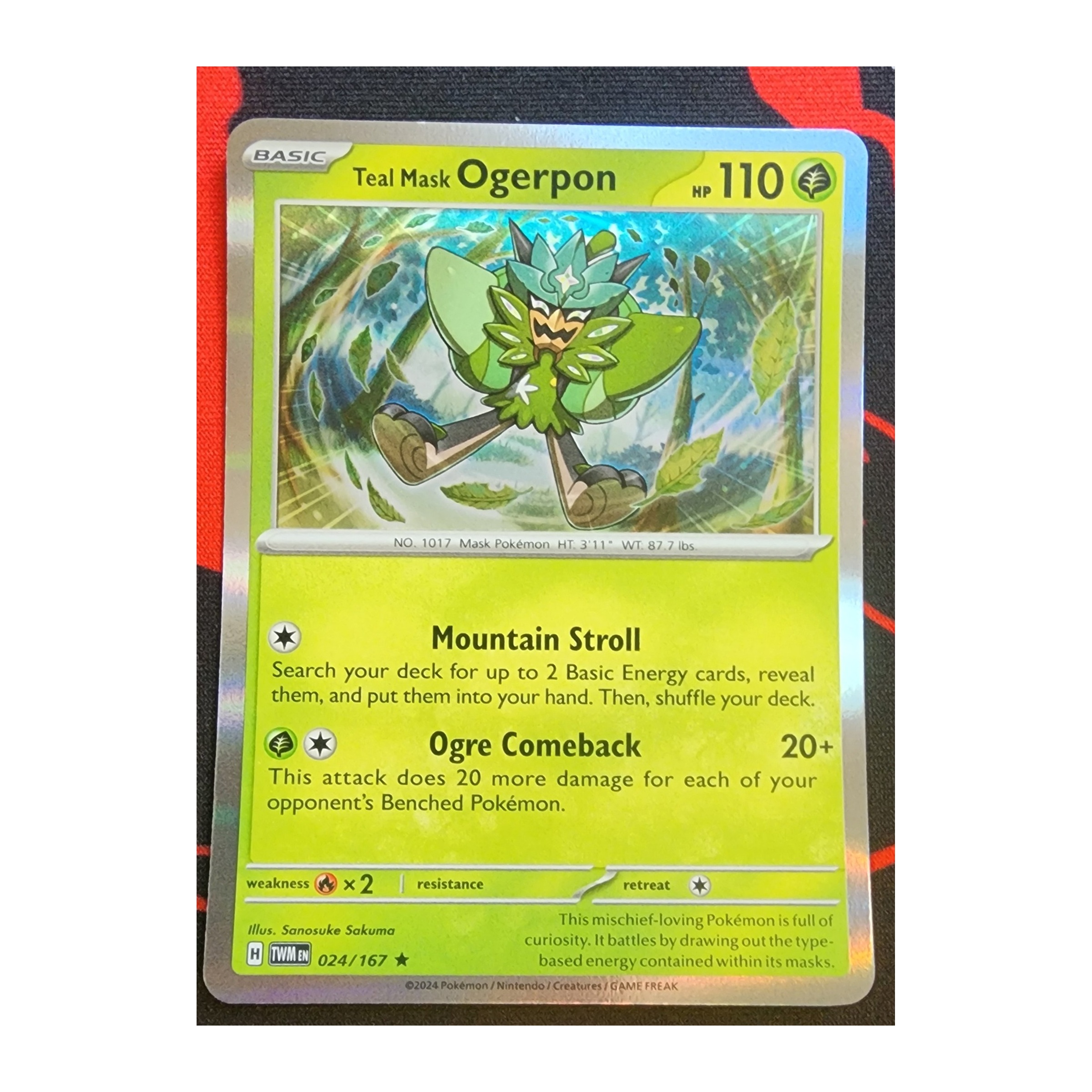 Teal Mask Ogerpon Rare SV06: Twilight Masquerade 024/167 NM Holo