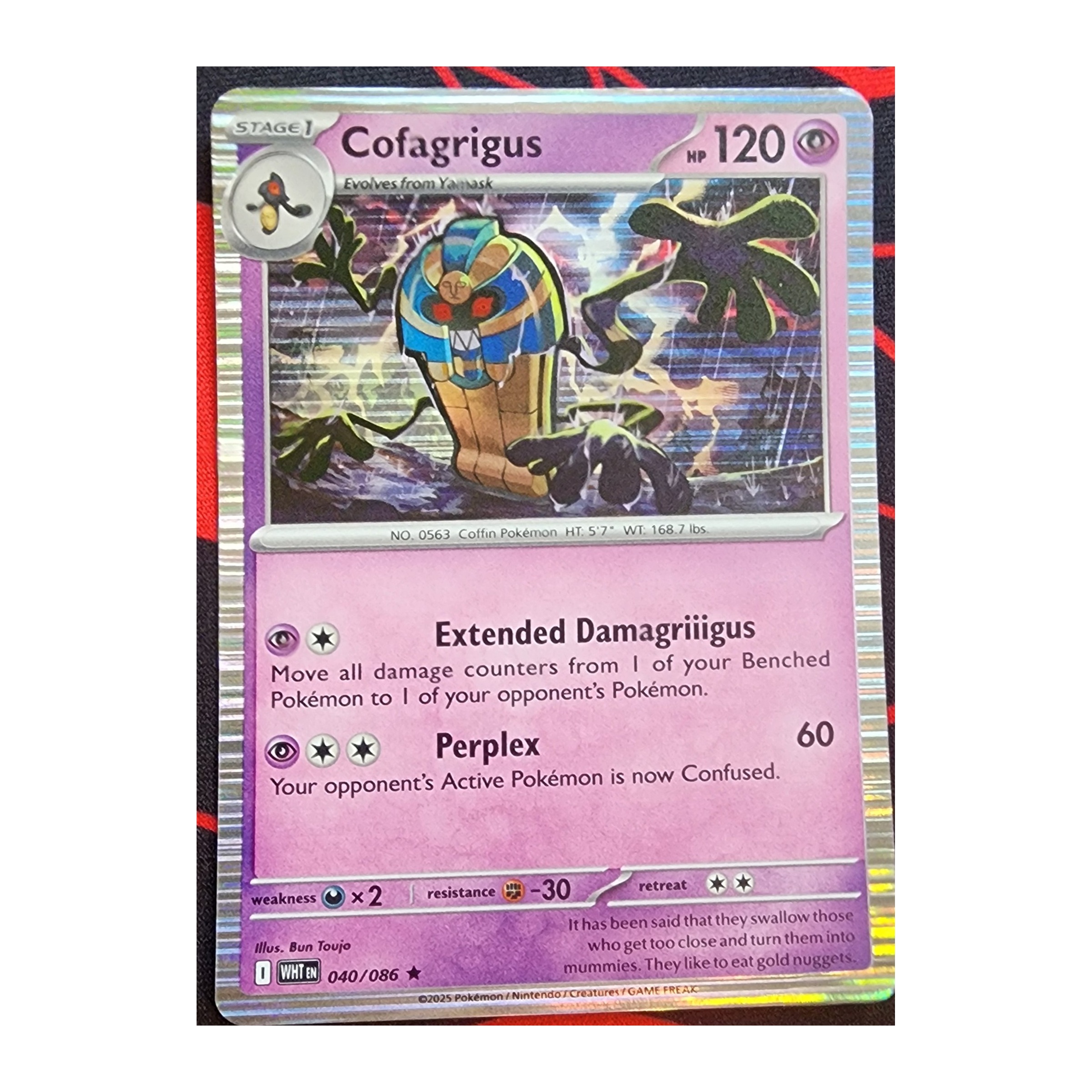 Cofagrigus Rare SV10.5W: White Flare 040/086 NM Reverse Holo