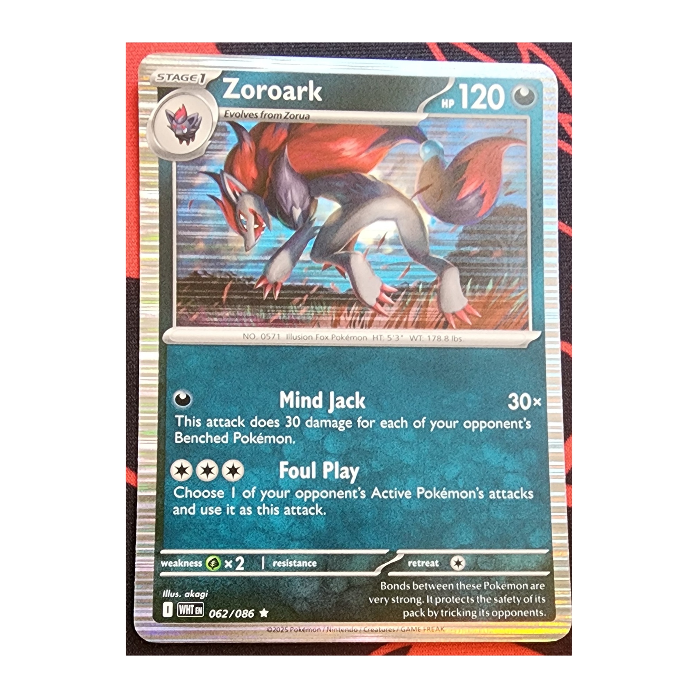 Zoroark Rare SV10.5W: White Flare 062/086 NM Holo