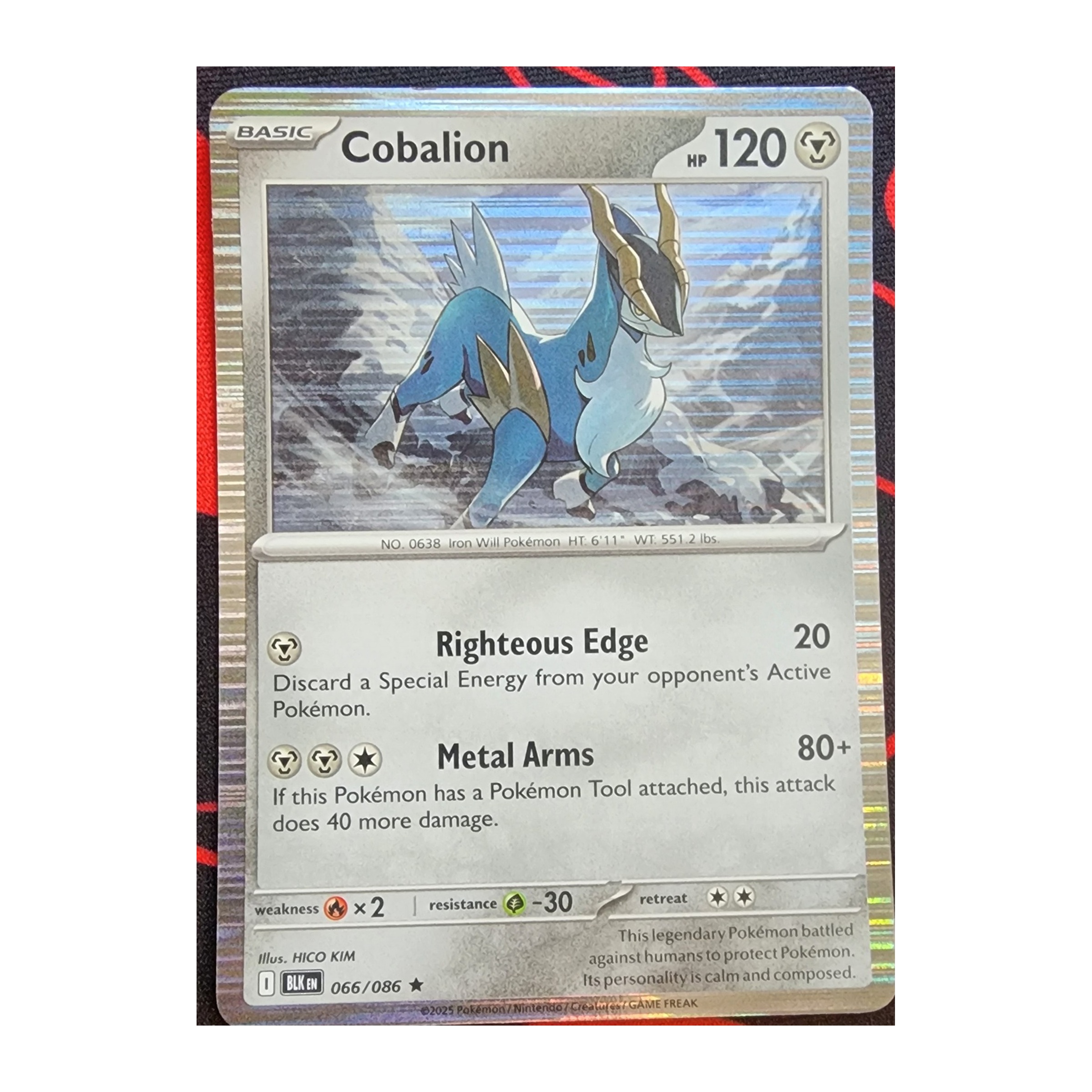 Cobalion Rare SV10.5B: Black Bolt 066/086 NM Holo