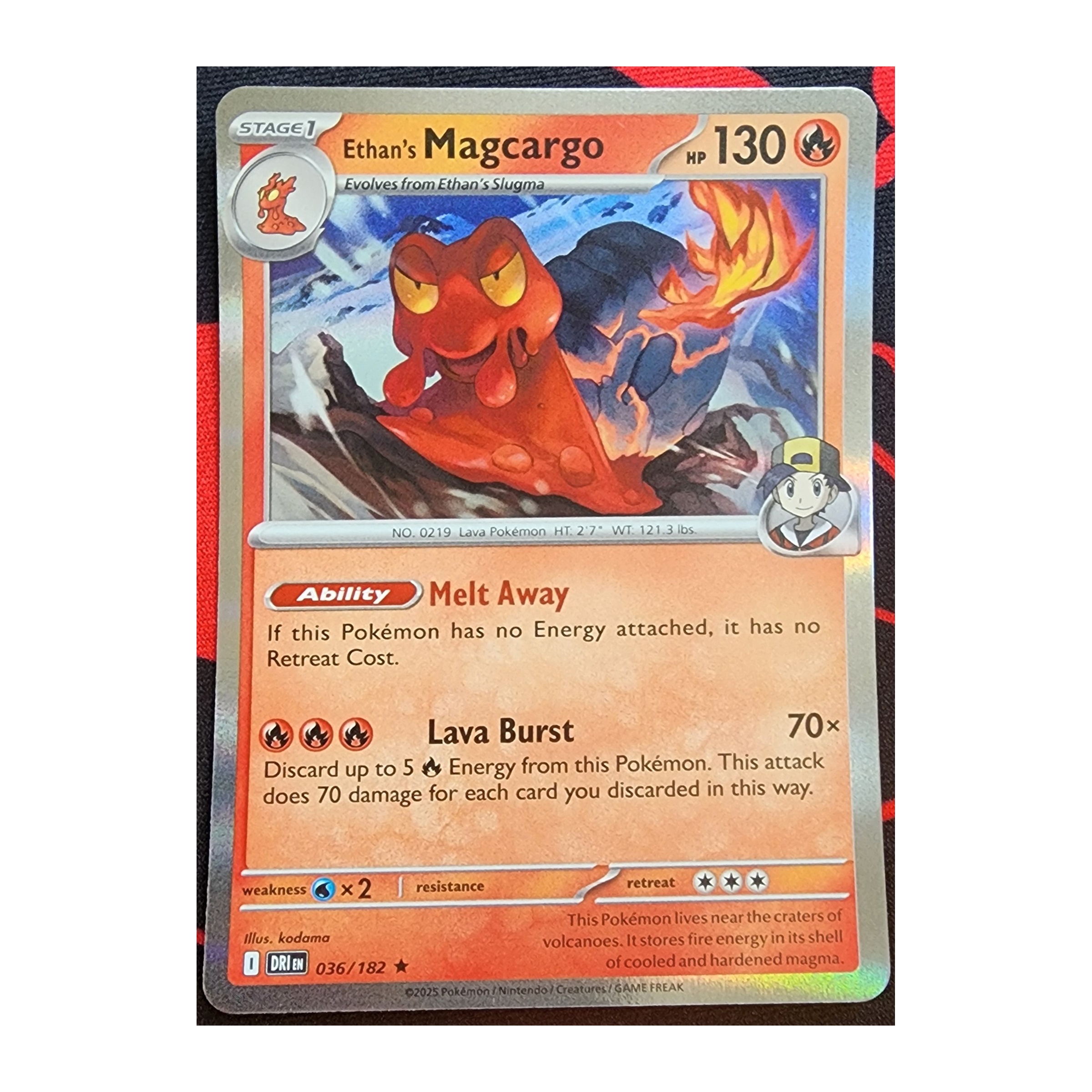 Ethan's Magcargo Rare SV10: Destined Rivals 036/182 NM Holo