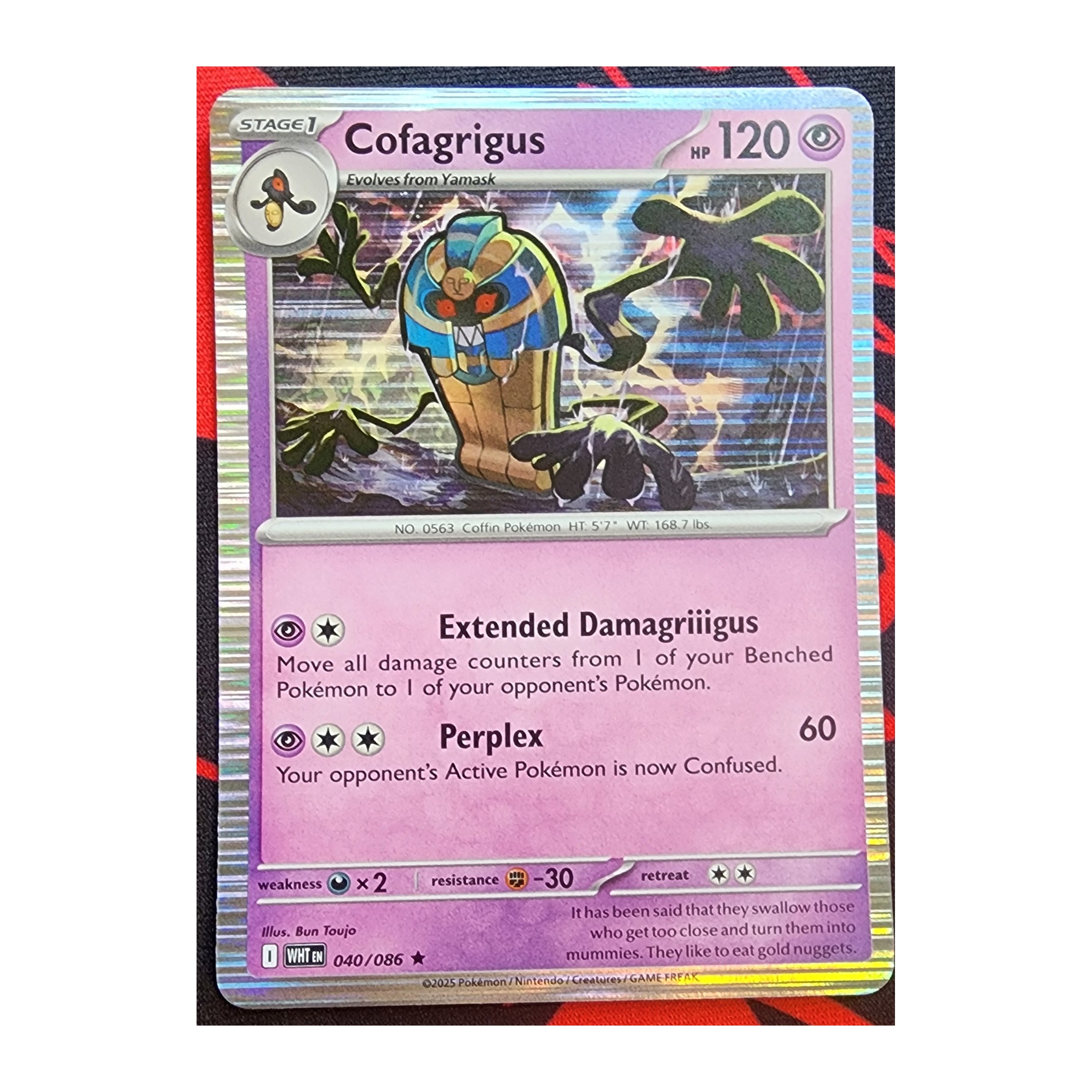 Cofagrigus Rare SV10.5W: White Flare 040/086 NM Reverse Holo