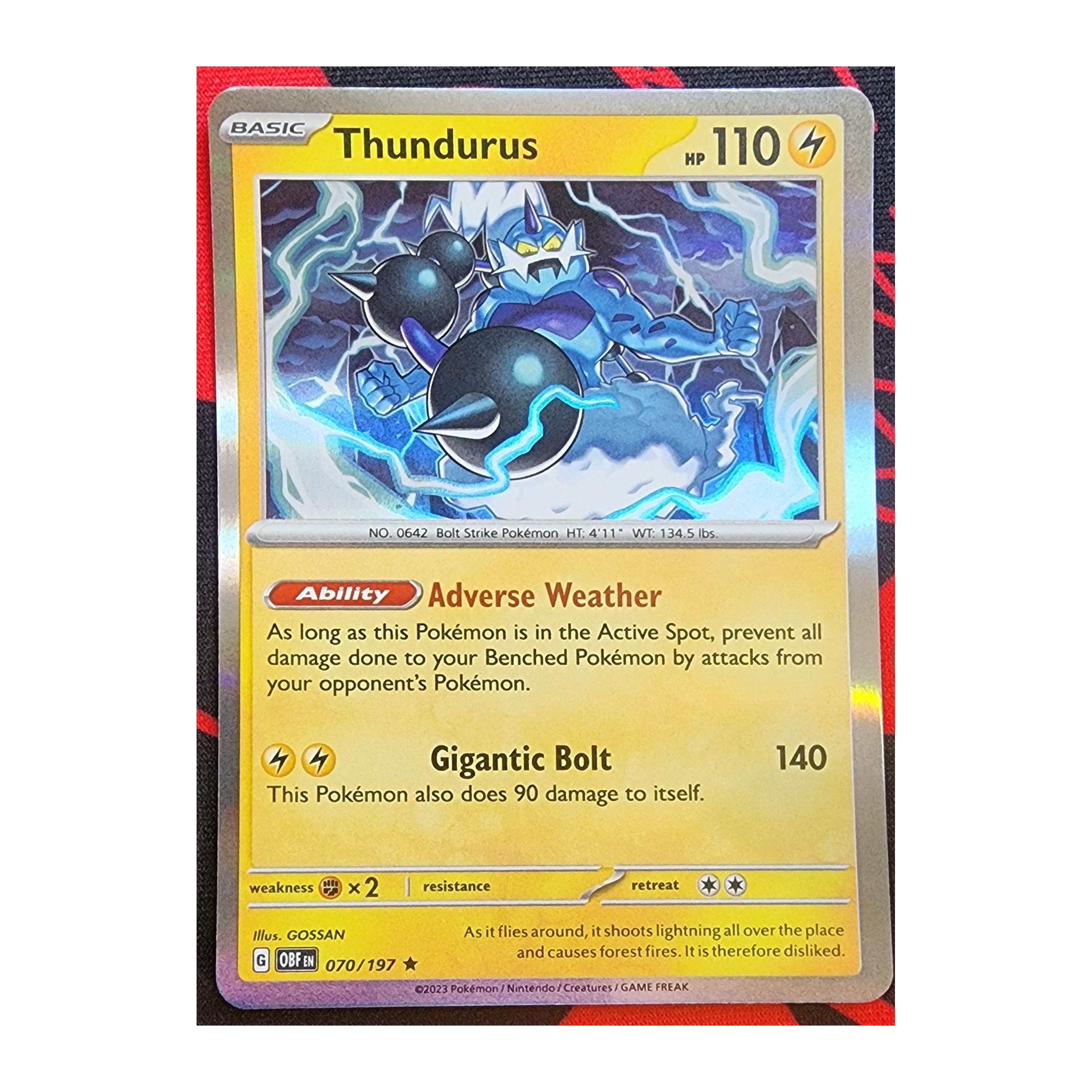 Thundurus Rare SV03: Obsidian Flames 070/197 NM Holo