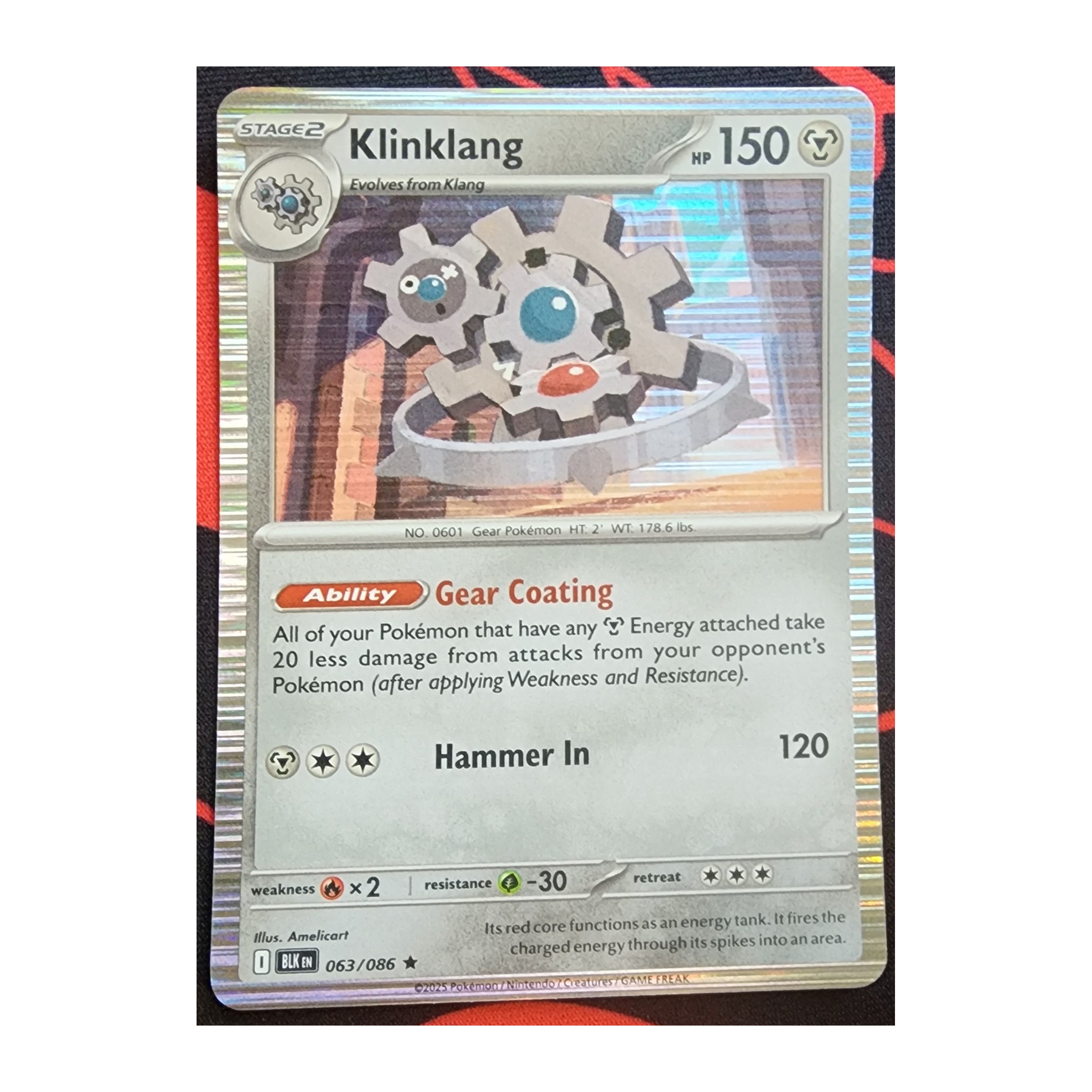Klinklang Rare SV10.5B: Black Bolt 063/086 NM Reverse Holo