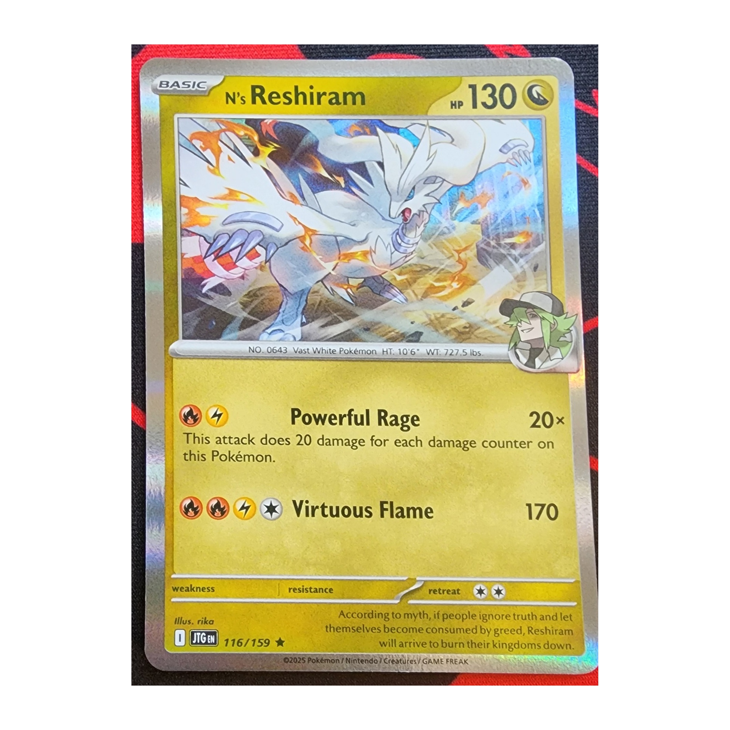 N's Reshiram Rare SV09: Journey Together 116/159 NM Reverse Holo