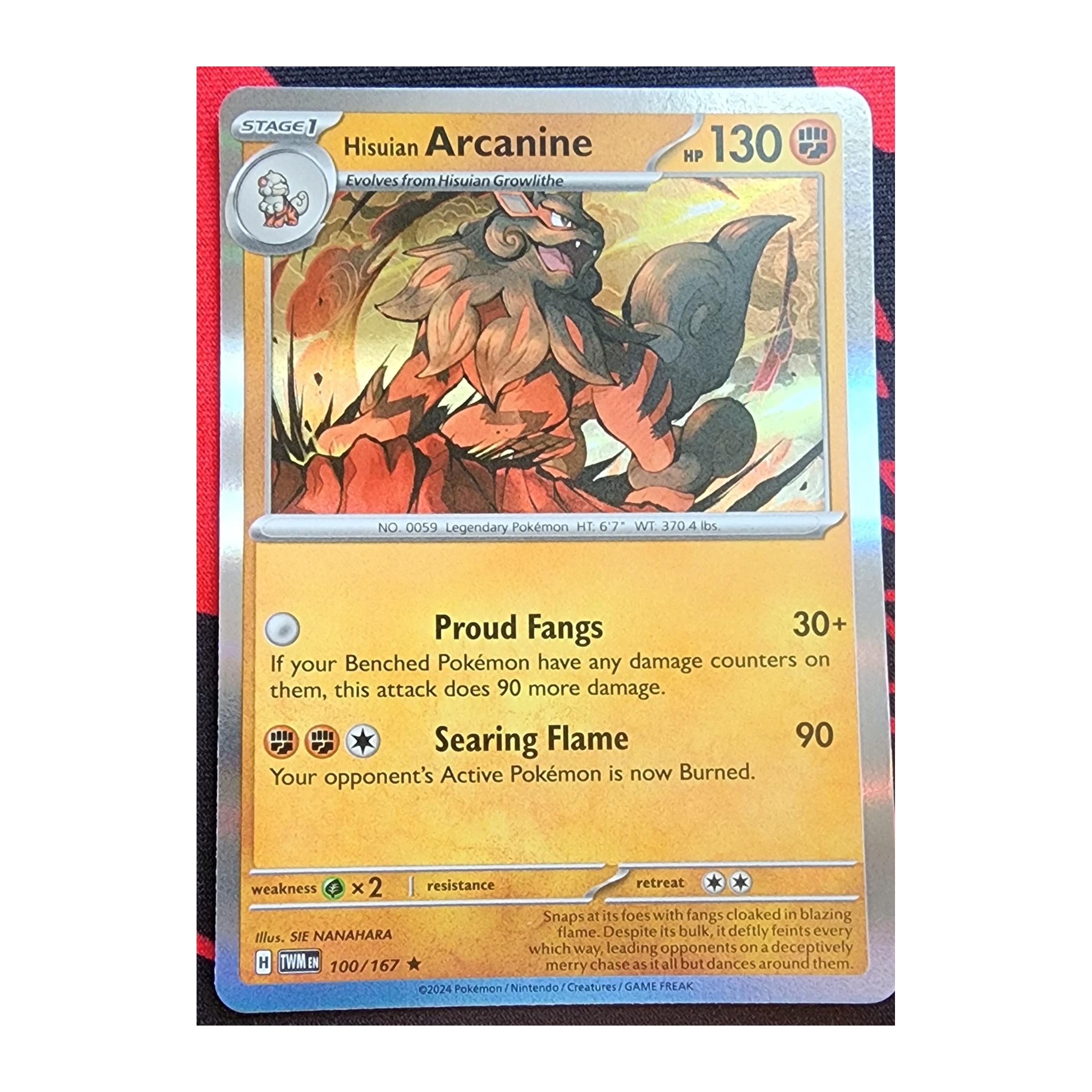 Hisuian Arcanine Rare SV06: Twilight Masquerade 100/167 NM Holo