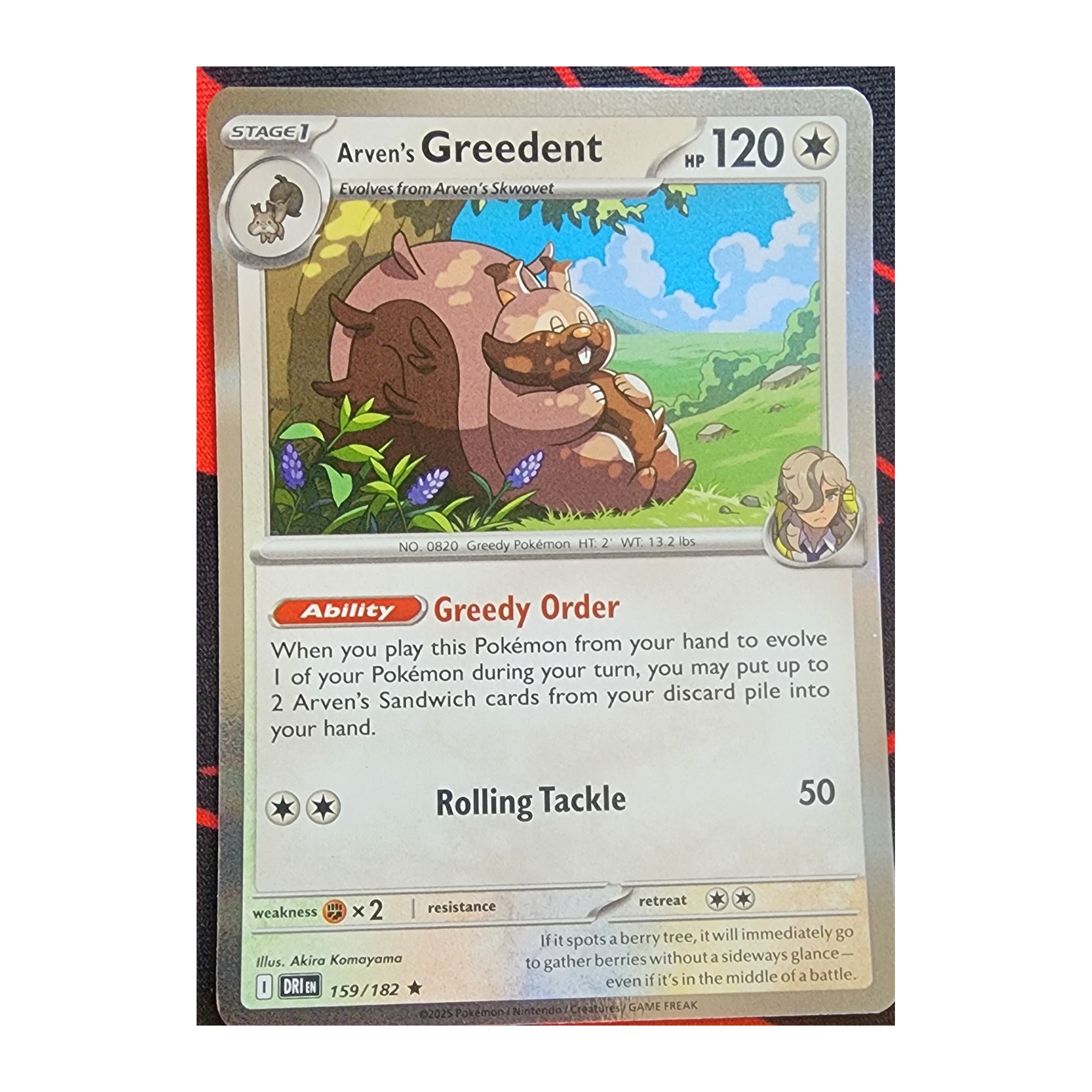 Arven's Greedent Rare SV10: Destined Rivals 159/182 NM Holo