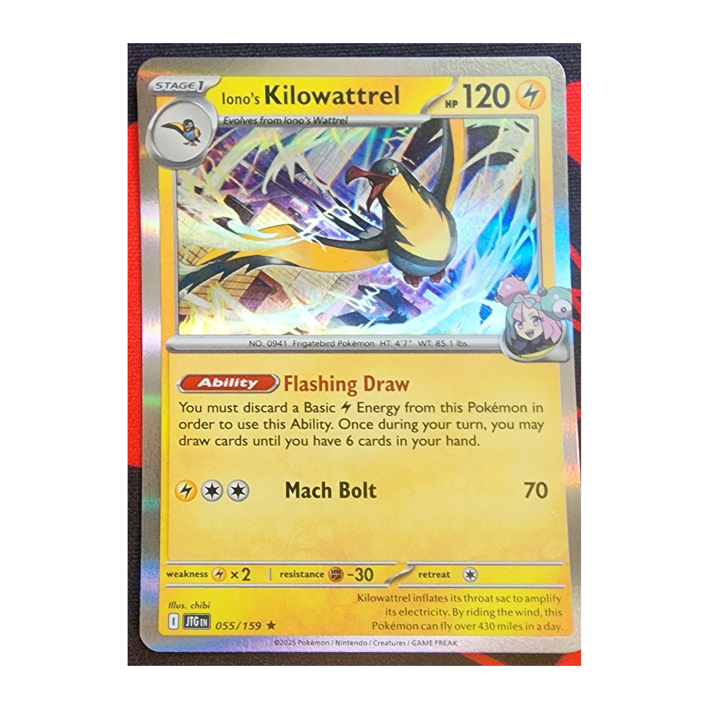 Iono's Kilowattrel Rare SV09: Journey Together 055/159 NM Holo