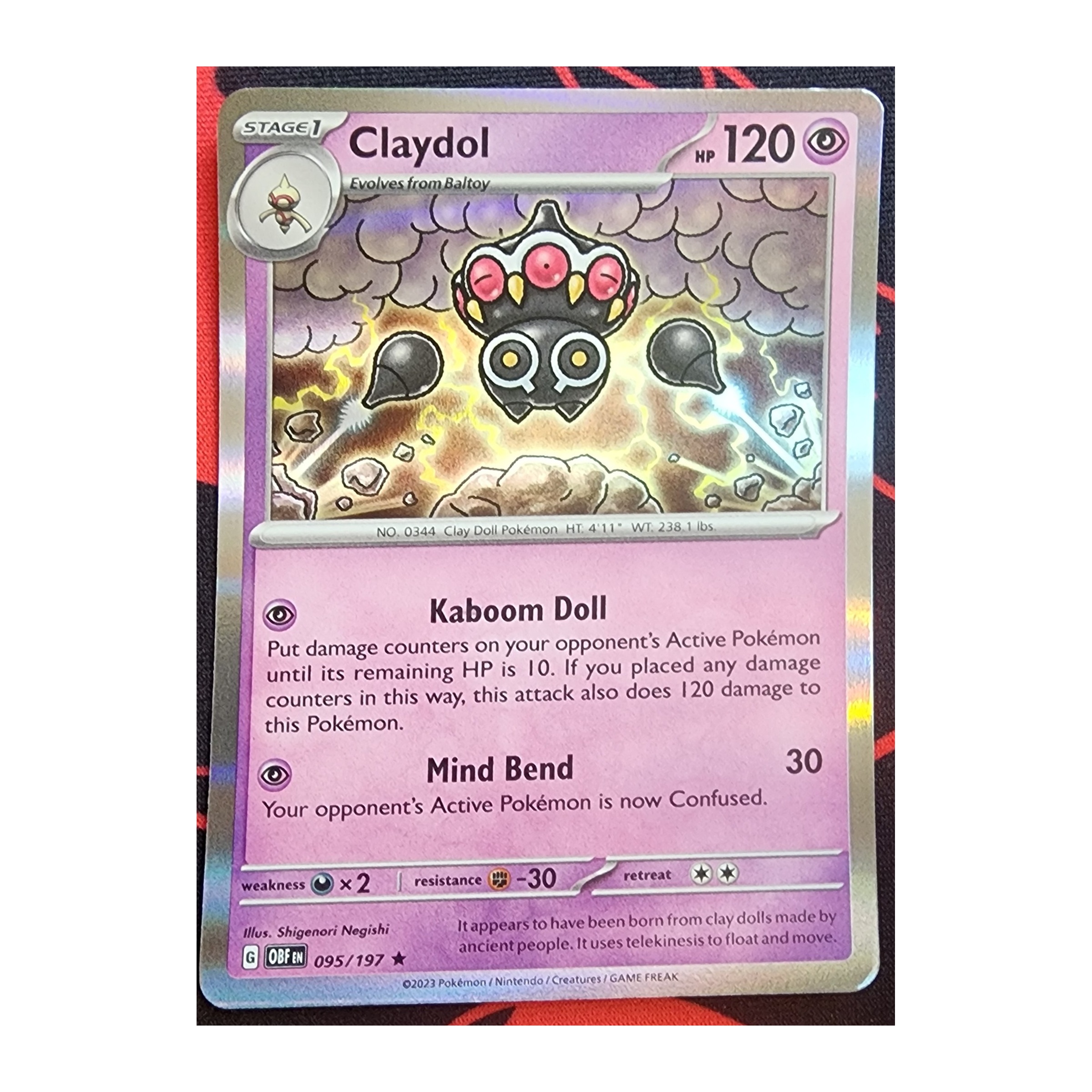 Claydol Rare SV03: Obsidian Flames 095/197 NM Reverse Holo