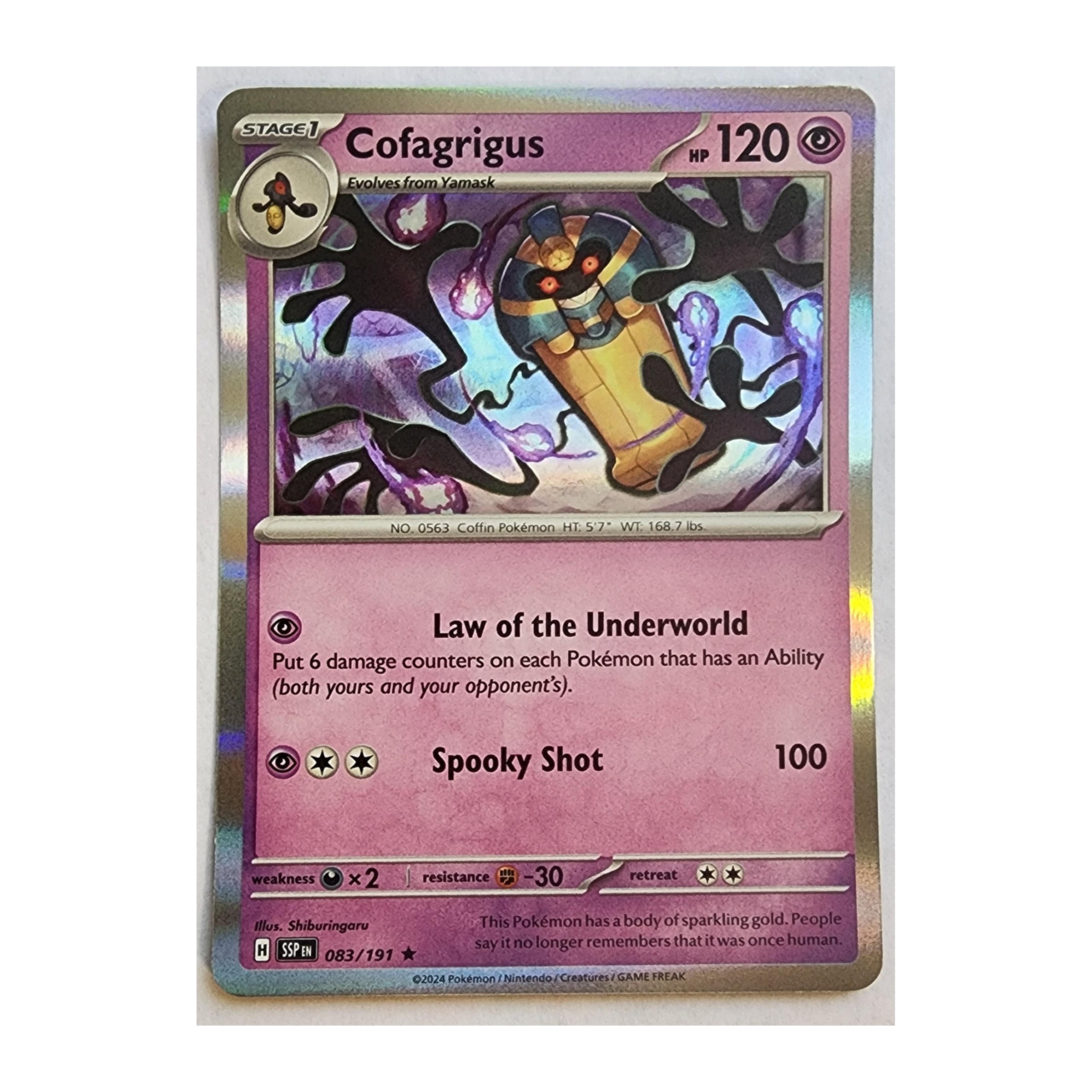 Cofagrigus Rare SV08: Surging Sparks 083/191 NM Holo
