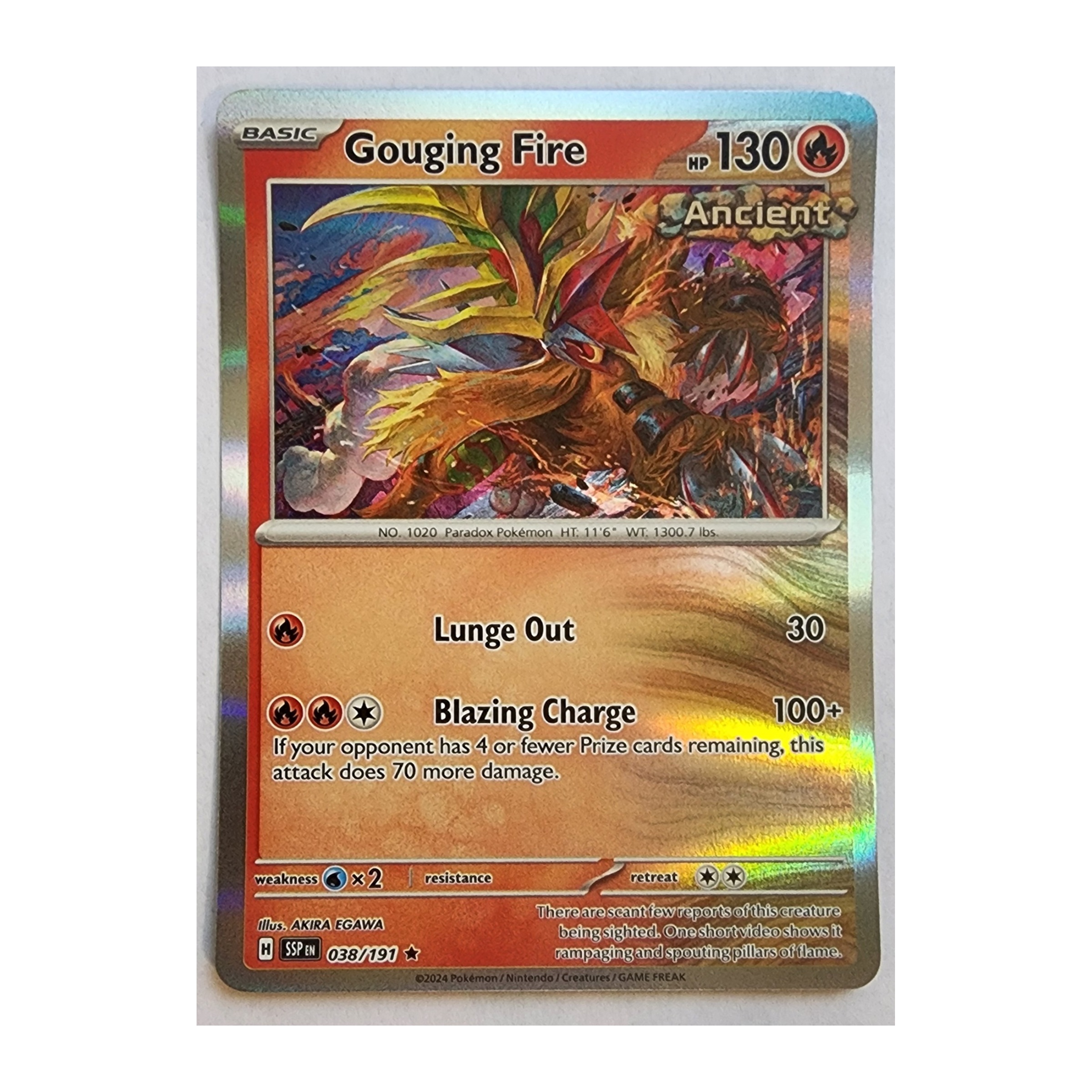 Gouging Fire Rare SV08: Surging Sparks 038/191 NM Holo