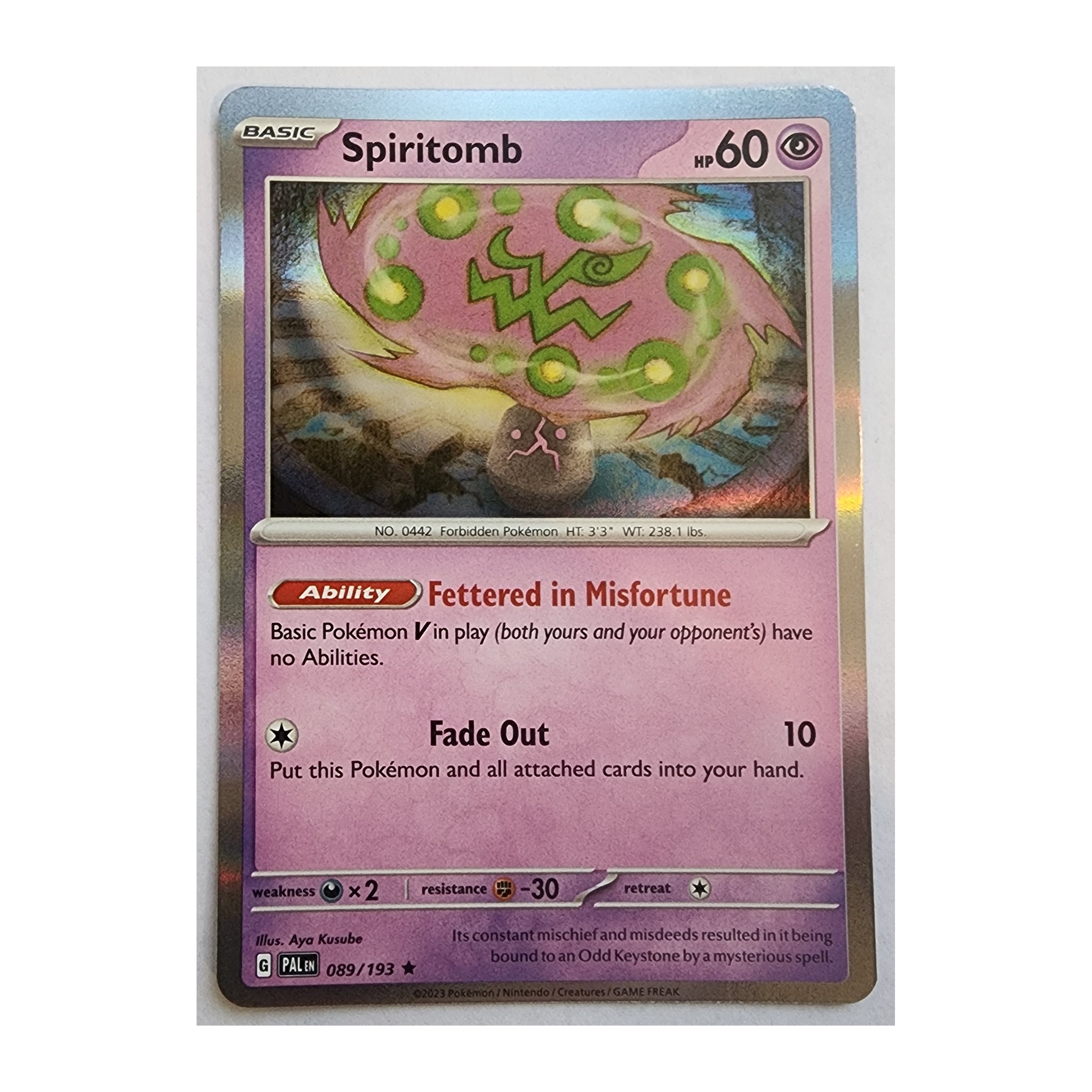 Spiritomb Rare SV02: Paldea Evolved 089/193 NM Holo