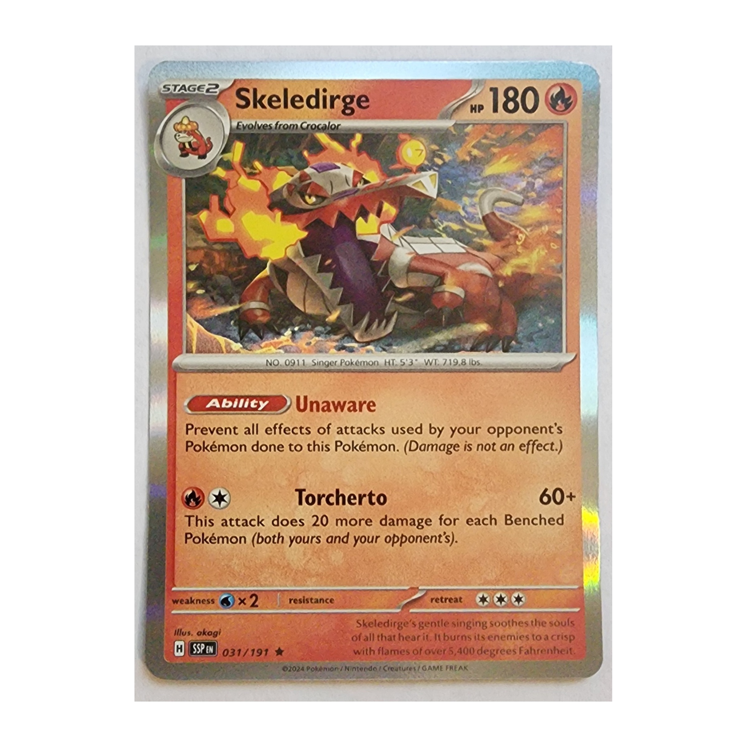 Skeledirge Rare SV08: Surging Sparks 031/191 NM Holo