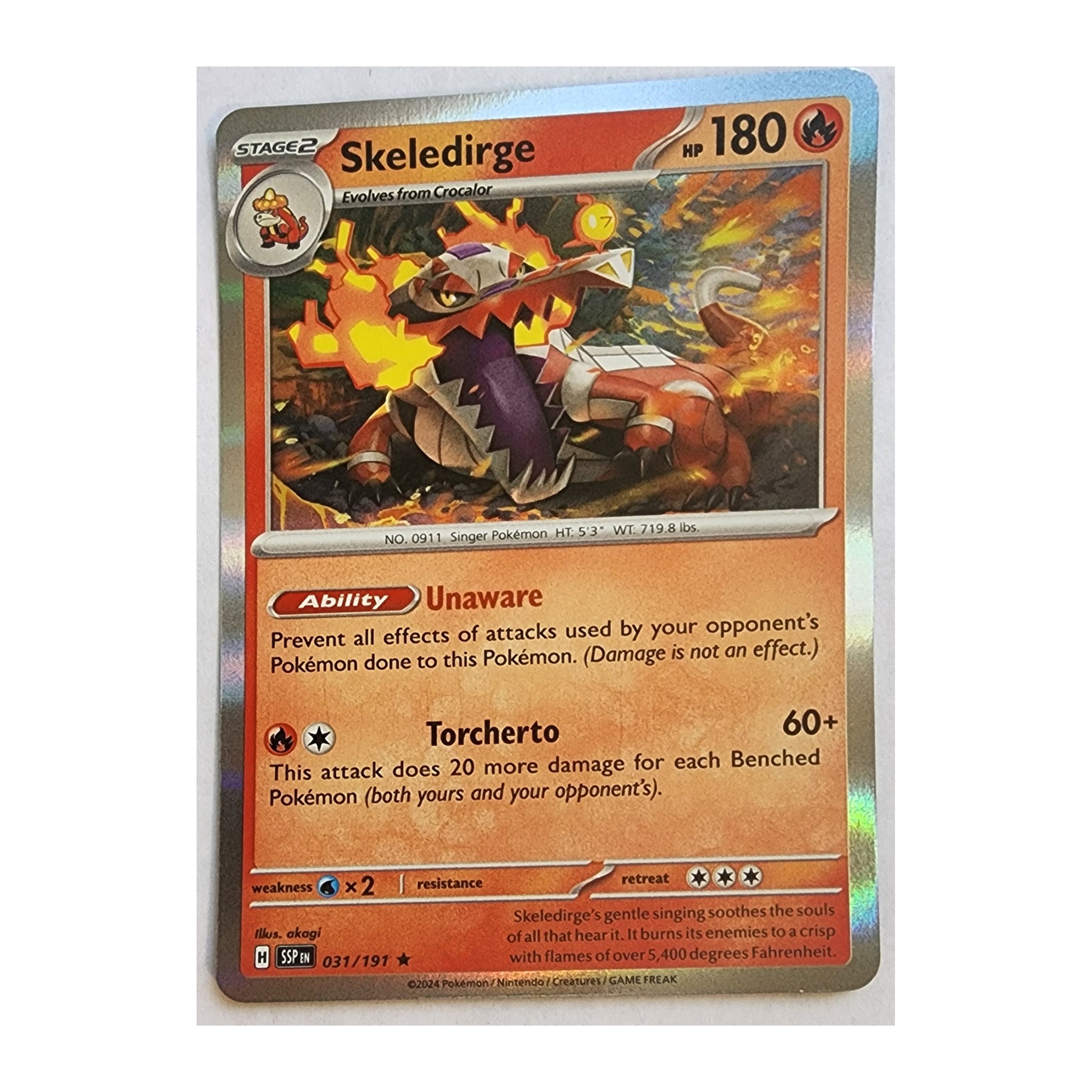Skeledirge Rare SV08: Surging Sparks 031/191 NM Holo